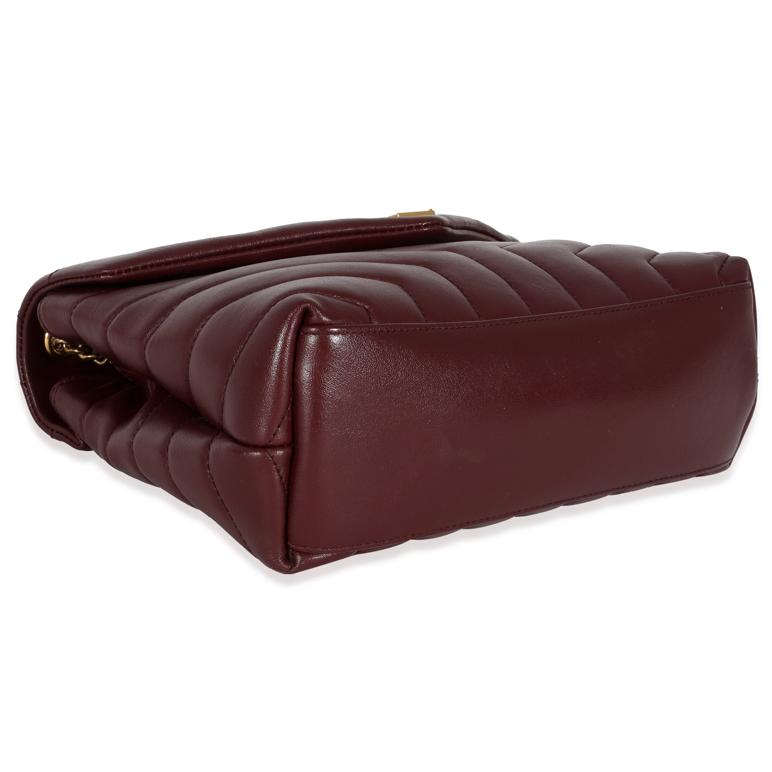 Saint Laurent Burgundy Calfskin Quilted Monogram Small Loulou Bag - Image 7