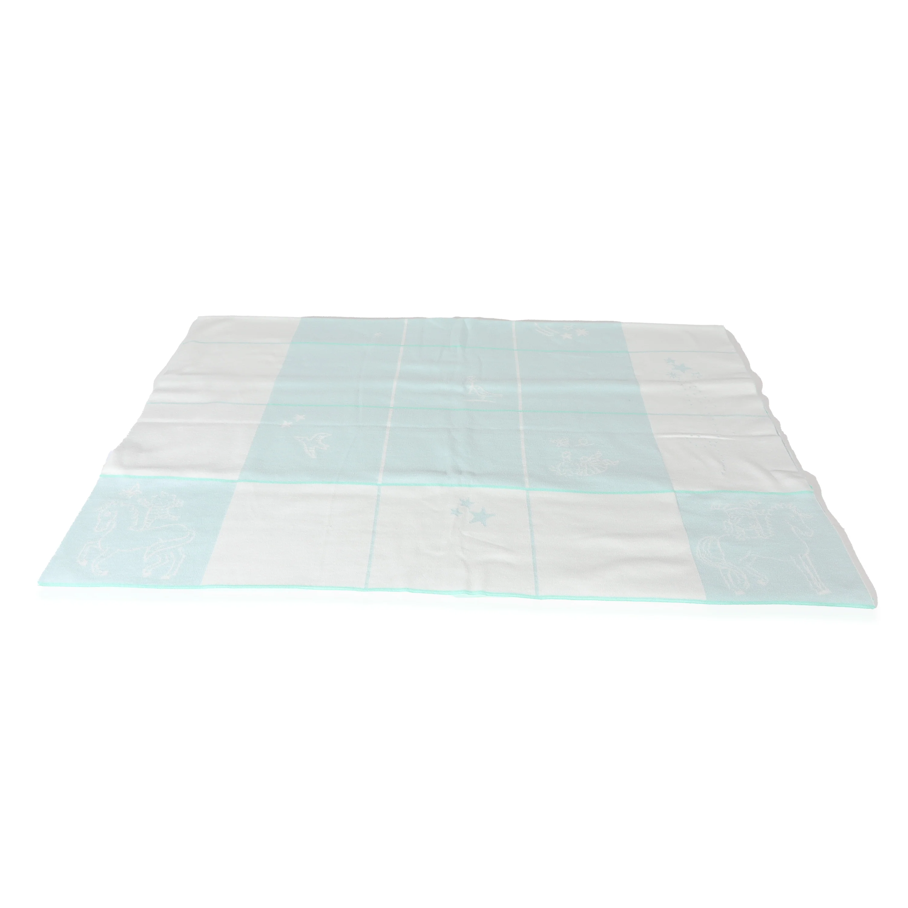 Hermès Vert Aqua Jacquard Knit Cabriole Blanket
