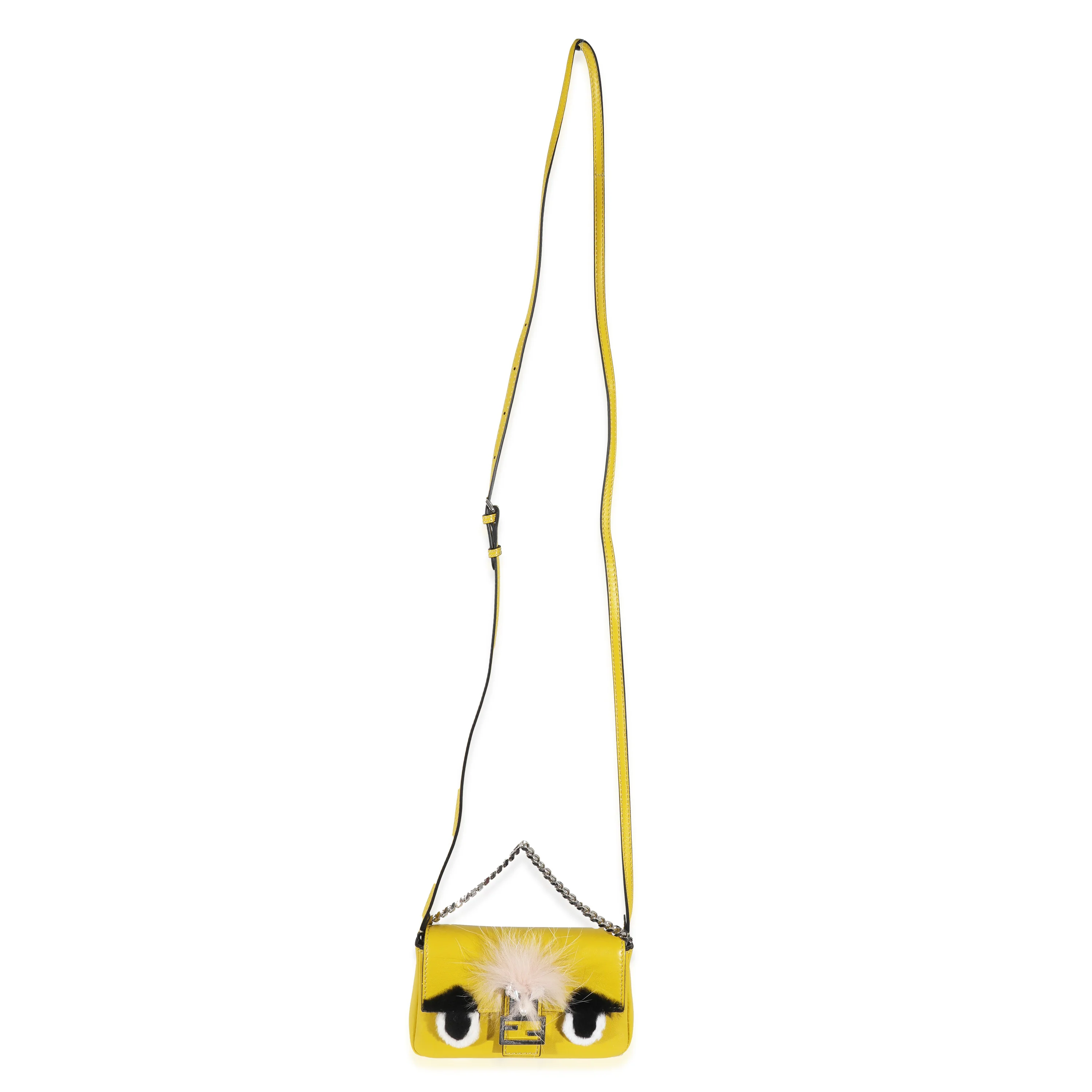 Fendi Yellow Nappa Micro Buggie Baguette - Image 3