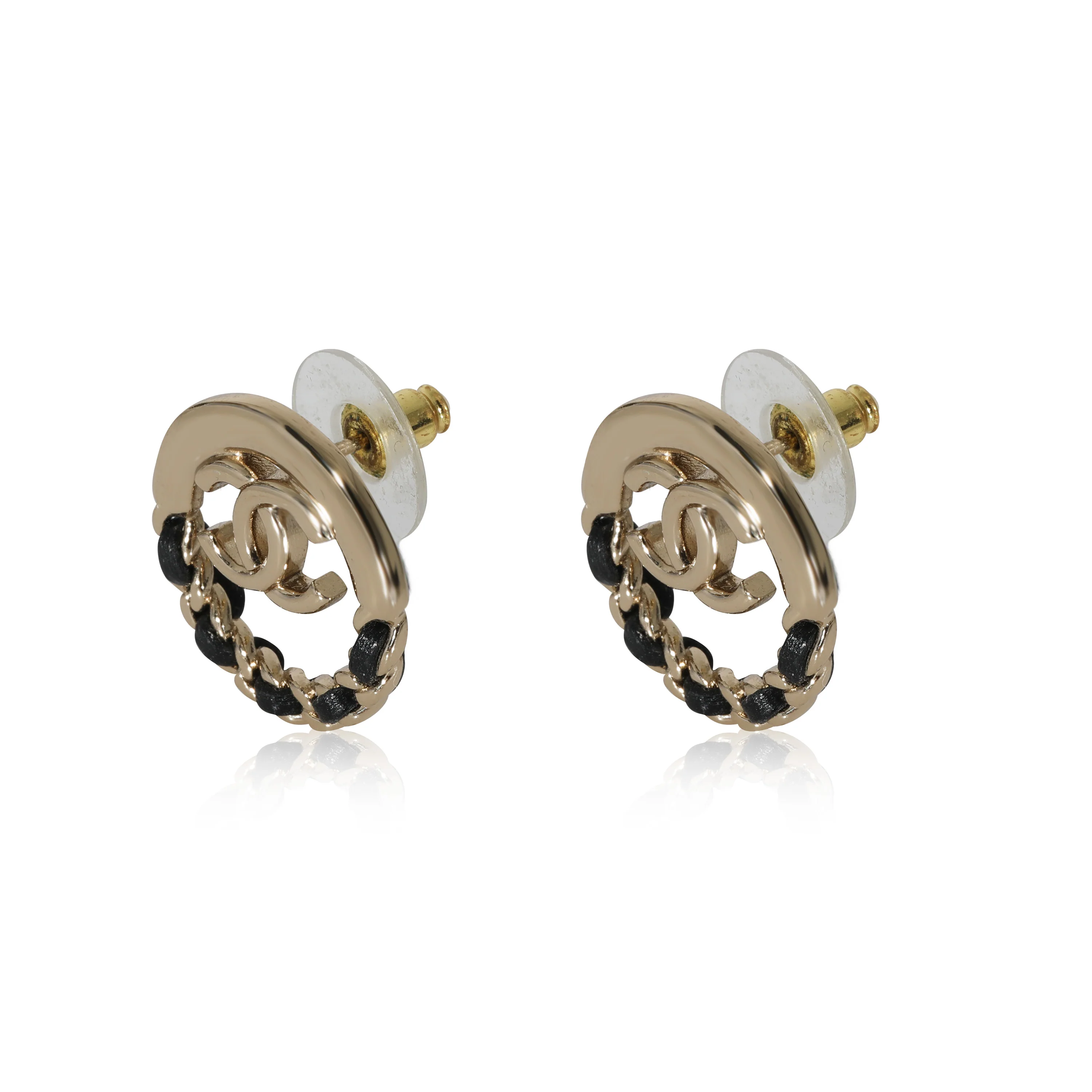 Chanel 2022 Chain & Leather CC Gold Plated Earring - Image 2