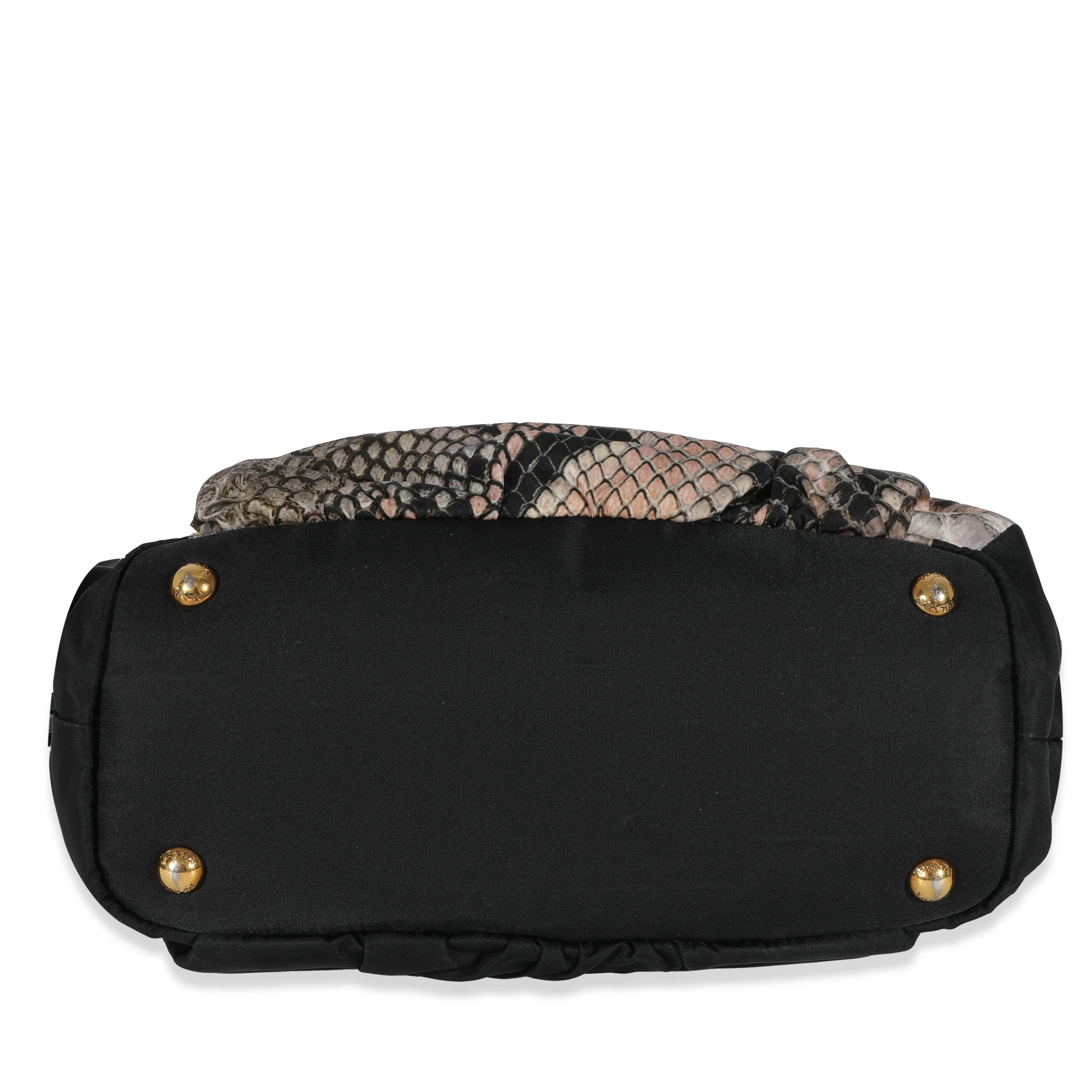 Prada Black Pink Python Print Nylon Medium Pitone Hobo - Image 5