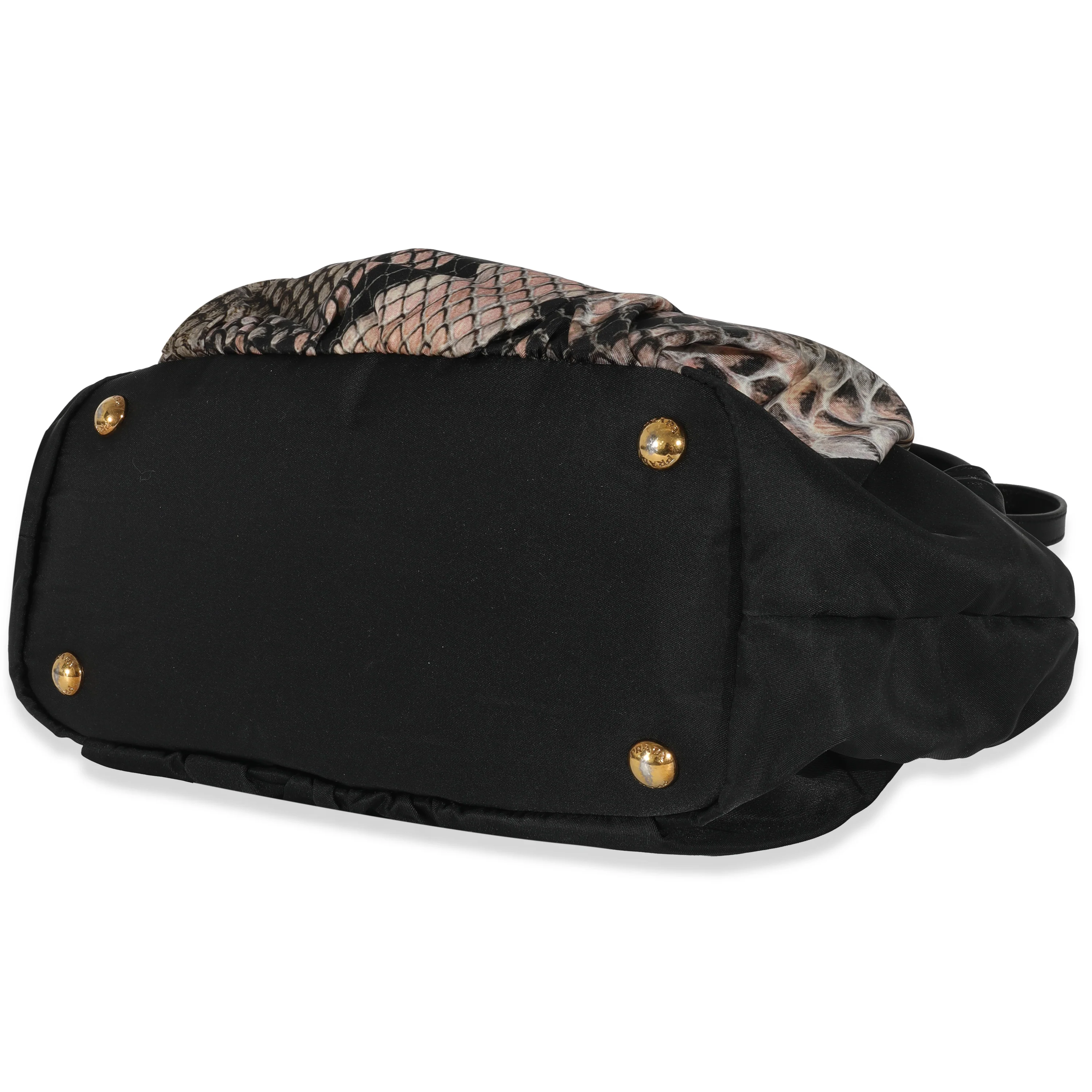 Prada Black Pink Python Print Nylon Medium Pitone Hobo - Image 7
