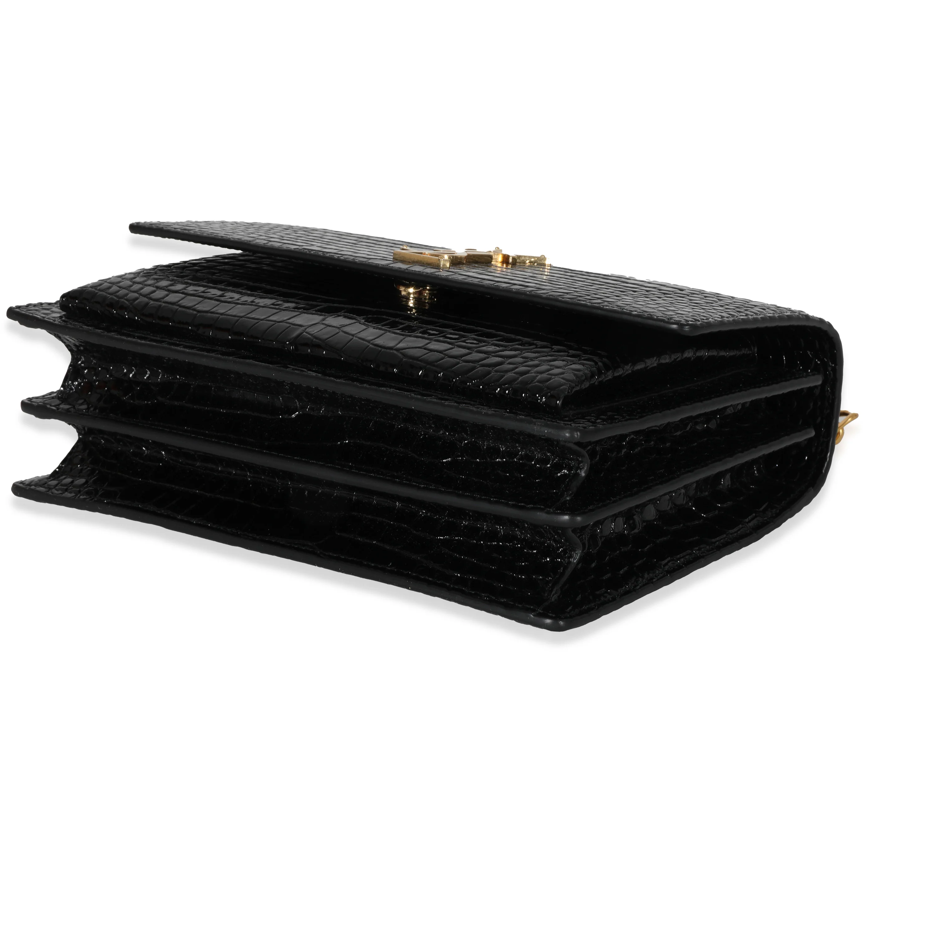 Saint Laurent Black Embossed Leather Medium Sunset Bag - Image 5
