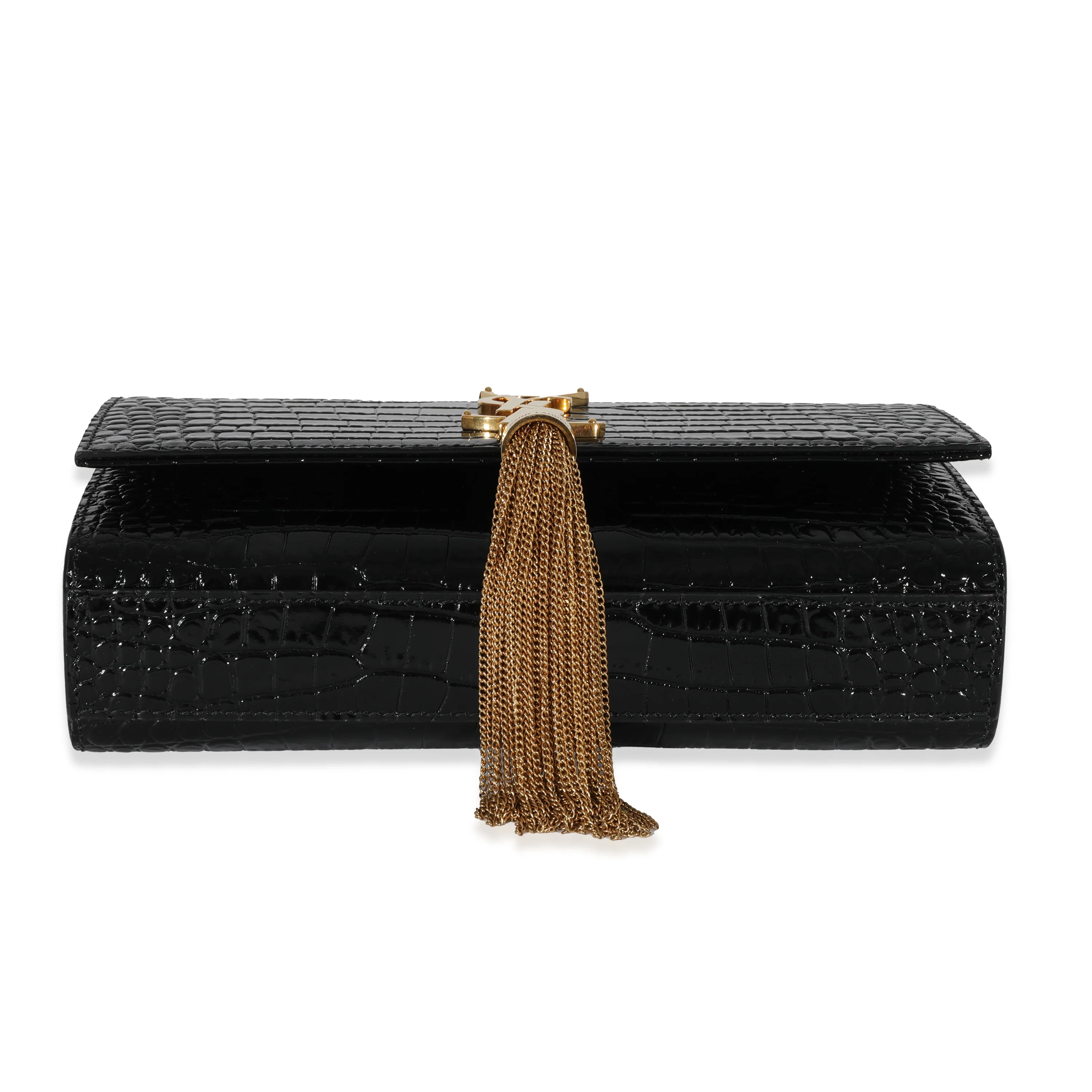 Saint Laurent Black Embossed Leather Small Kate Tassel Chain Bag - Image 5