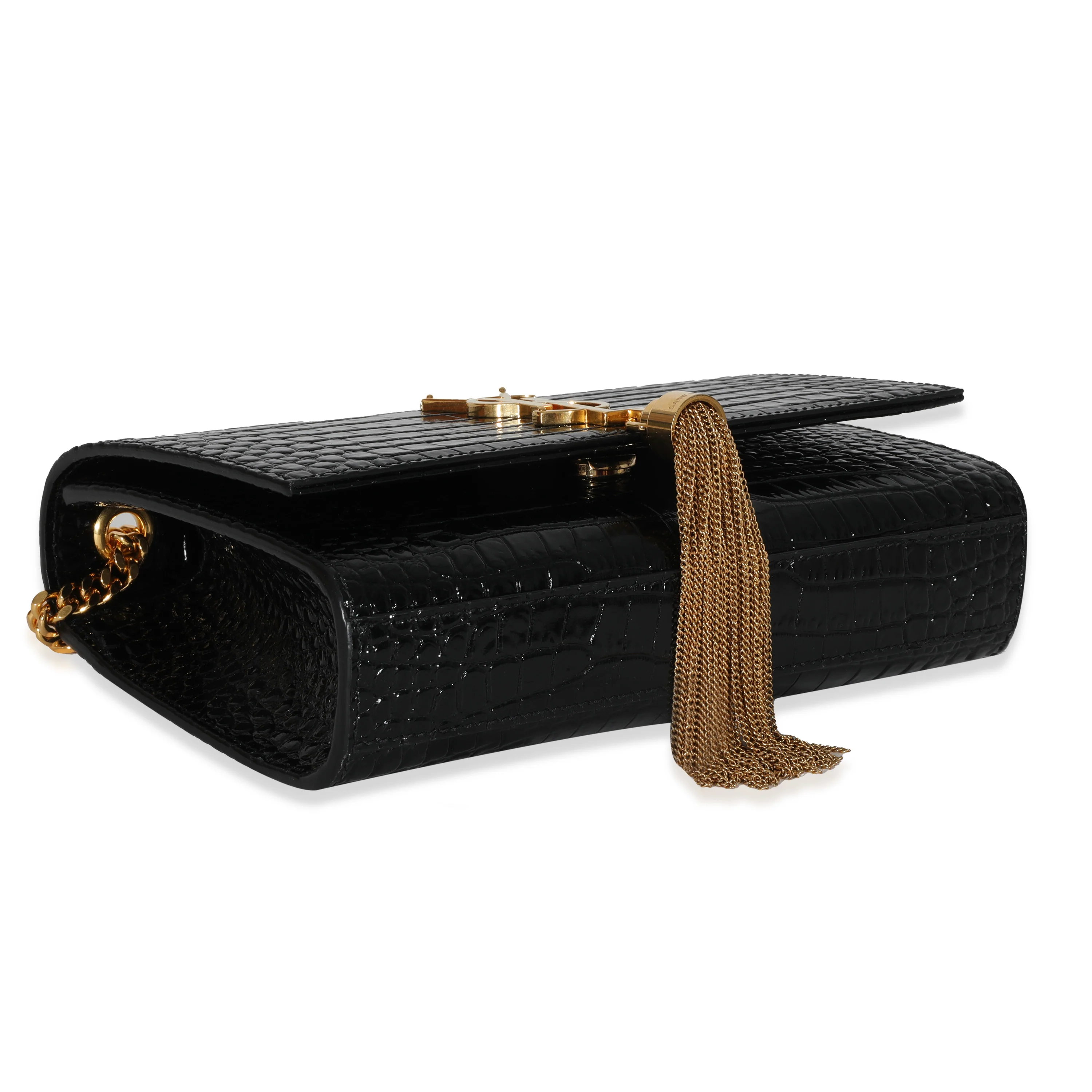 Saint Laurent Black Embossed Leather Small Kate Tassel Chain Bag - Image 6