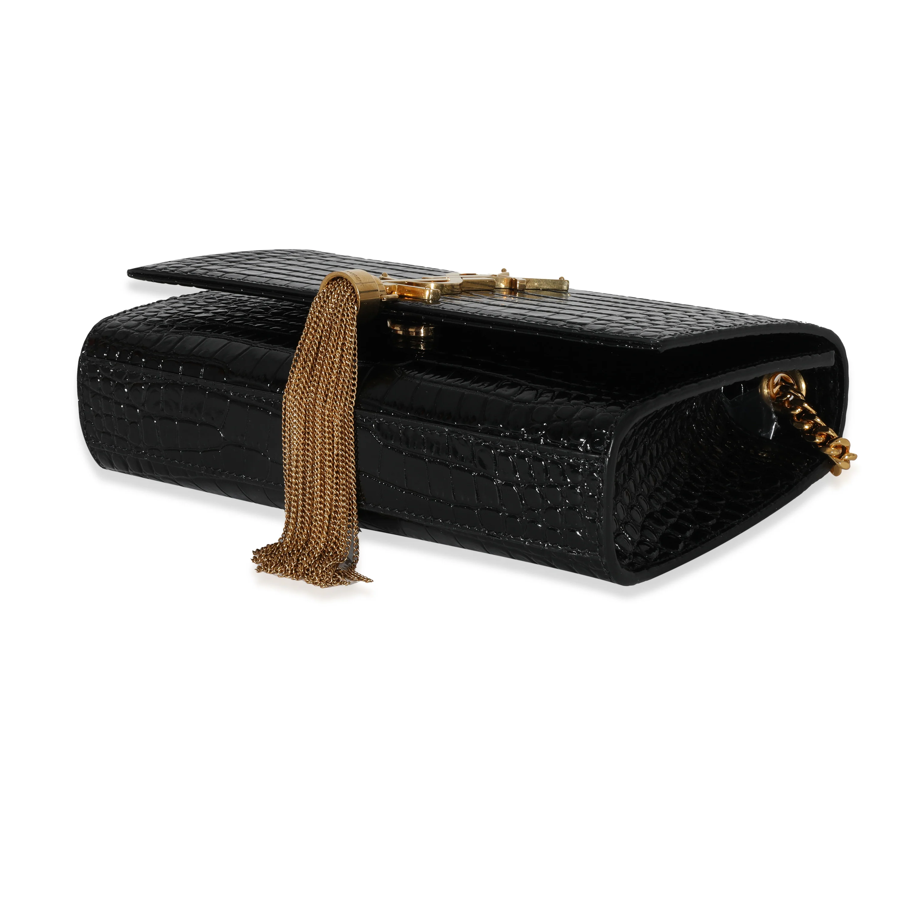 Saint Laurent Black Embossed Leather Small Kate Tassel Chain Bag - Image 7