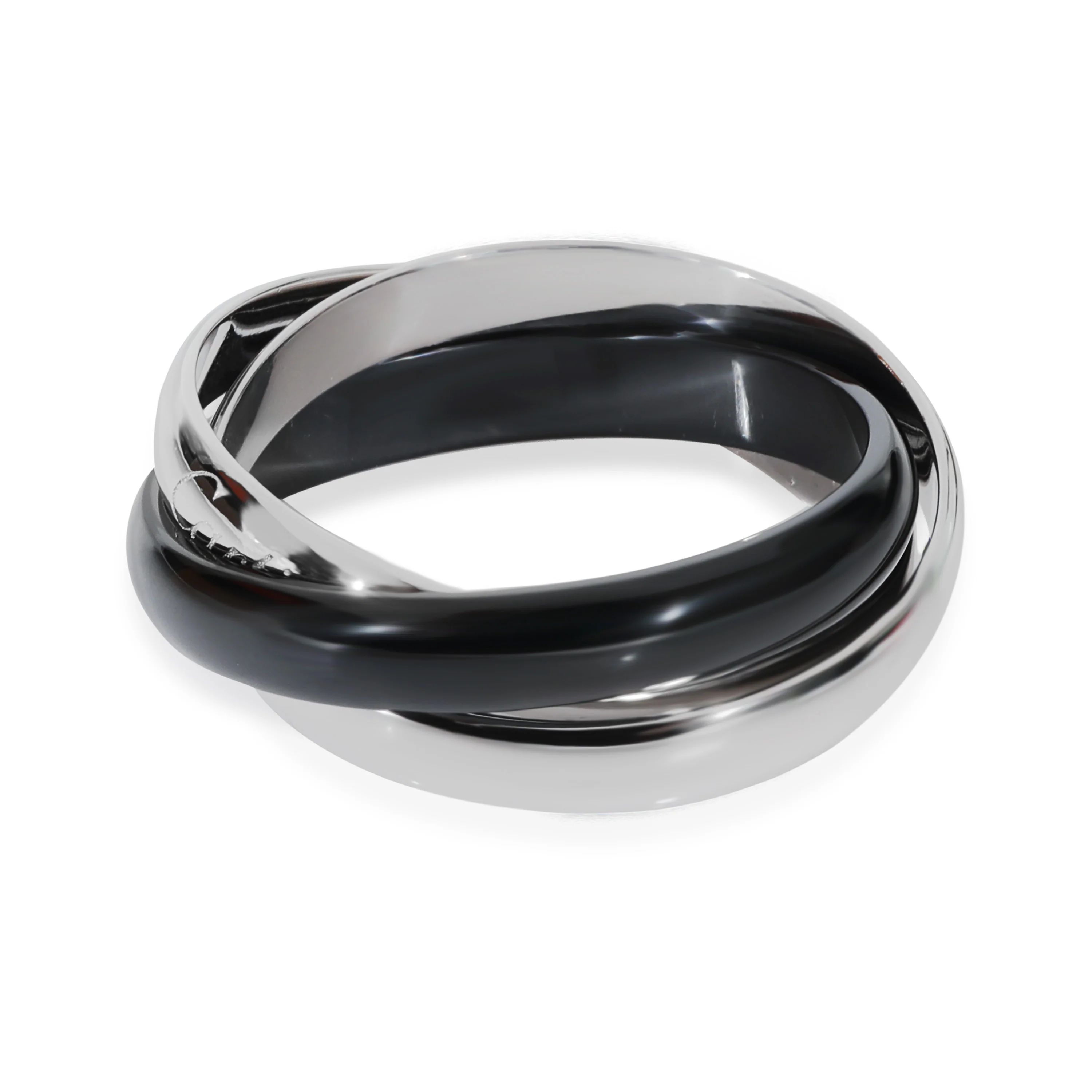 Cartier Trinity Ring With Black Ceramic in 18k White Gold - Image 3