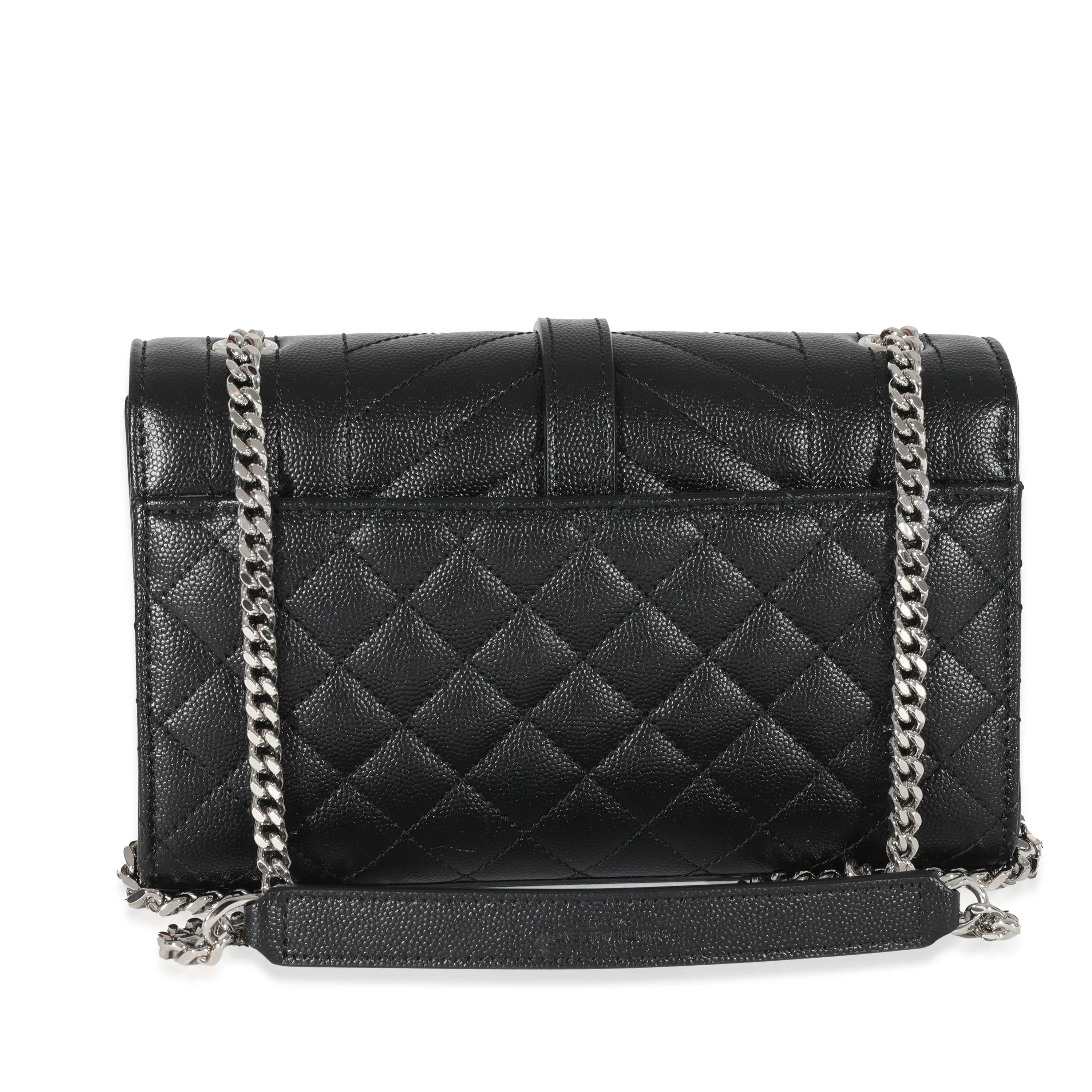 Saint Laurent Black Grain De Poudre In Mix Matelassé Small Envelope Bag - Image 3