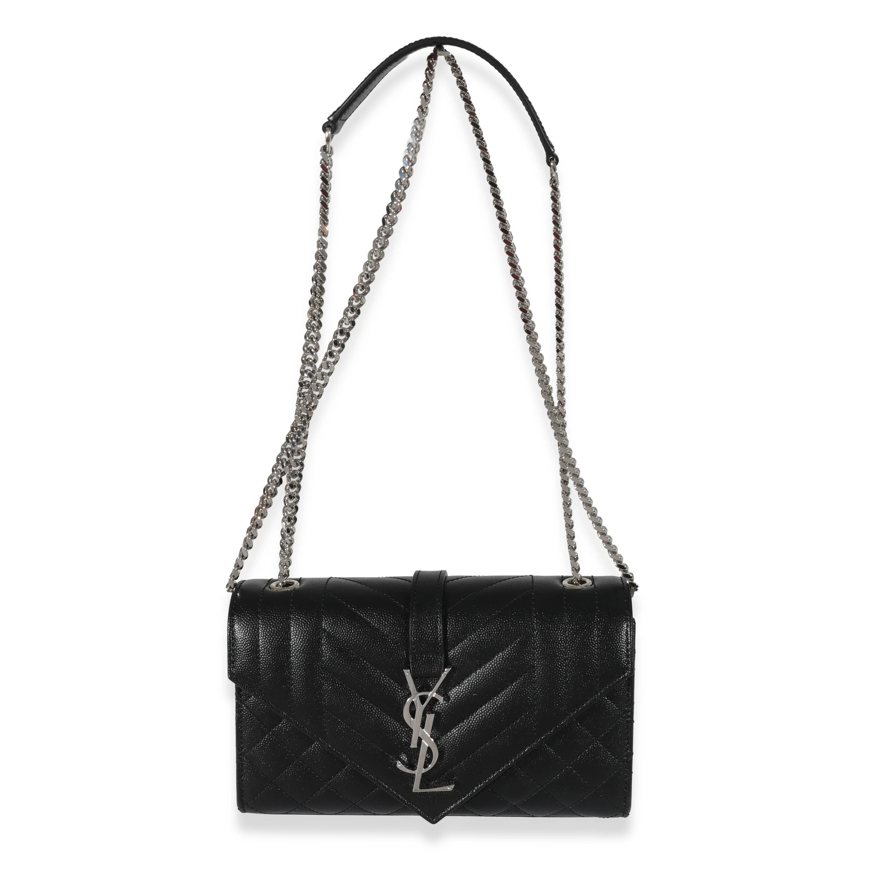 Saint Laurent Black Grain De Poudre In Mix Matelassé Small Envelope Bag - Image 4