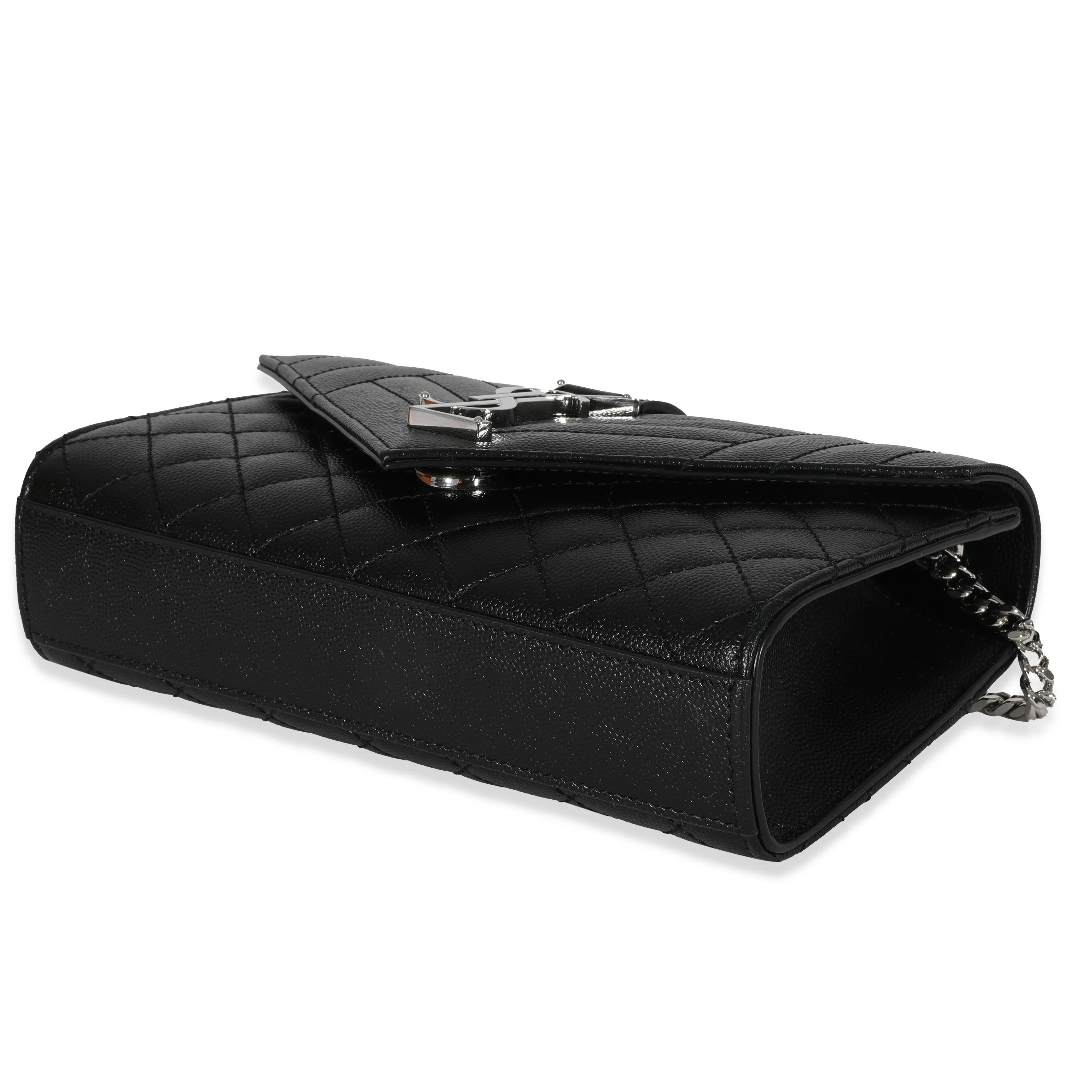 Saint Laurent Black Grain De Poudre In Mix Matelassé Small Envelope Bag - Image 7