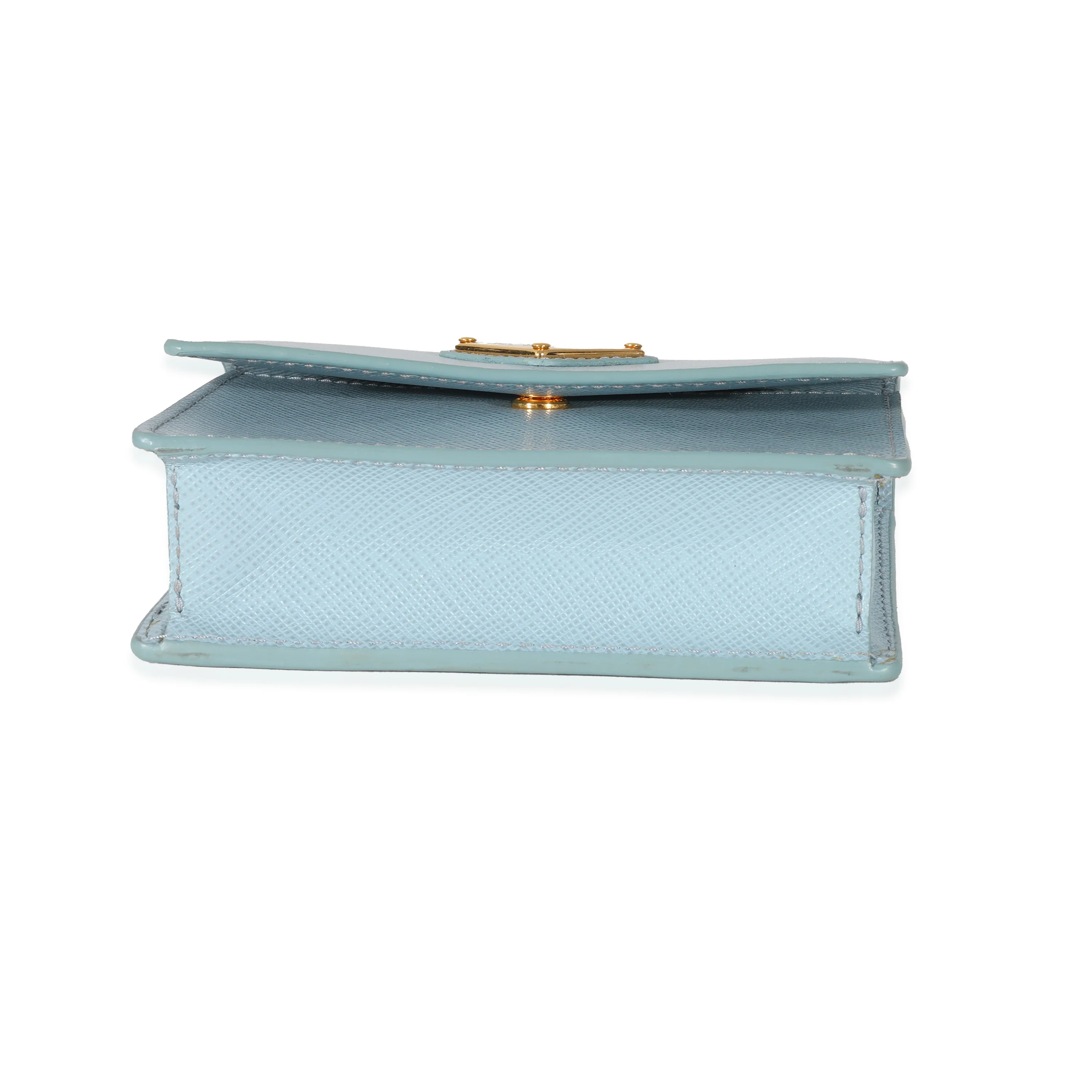 Prada Blue Saffiano Card Holder With Chain - Image 4
