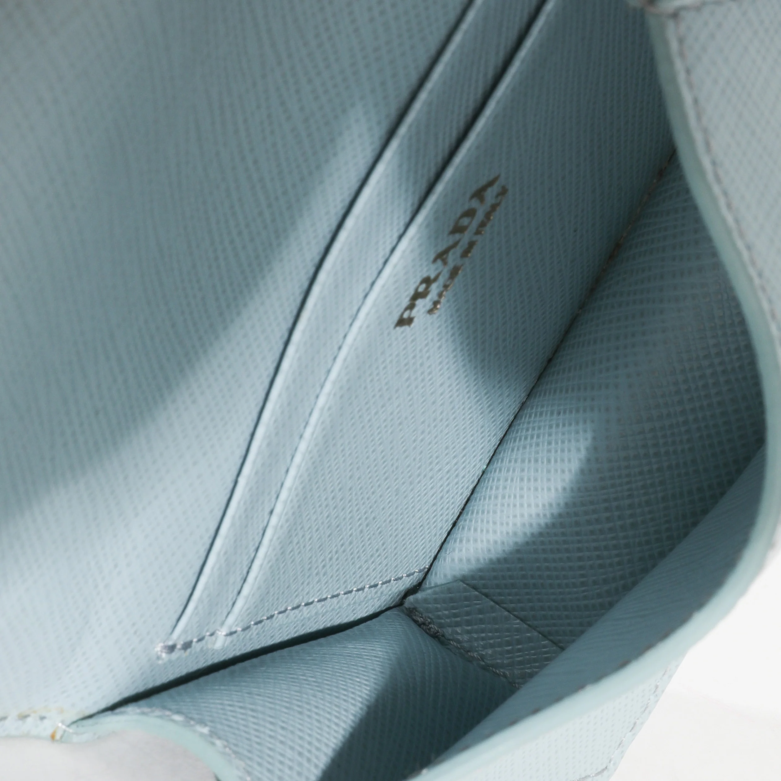 Prada Blue Saffiano Card Holder With Chain - Image 7