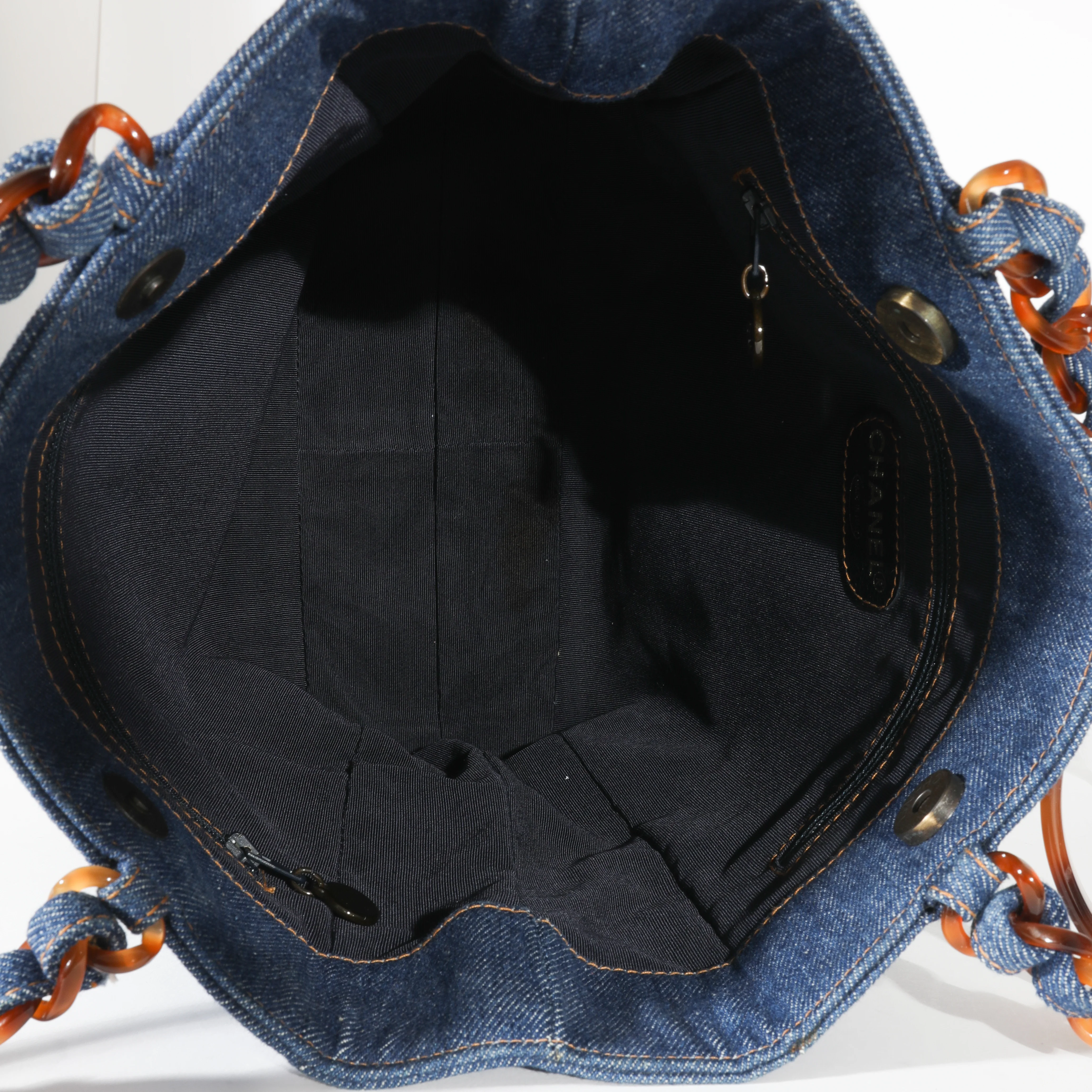Vintage Navy Denim Tortoiseshell CC Tote - Image 4