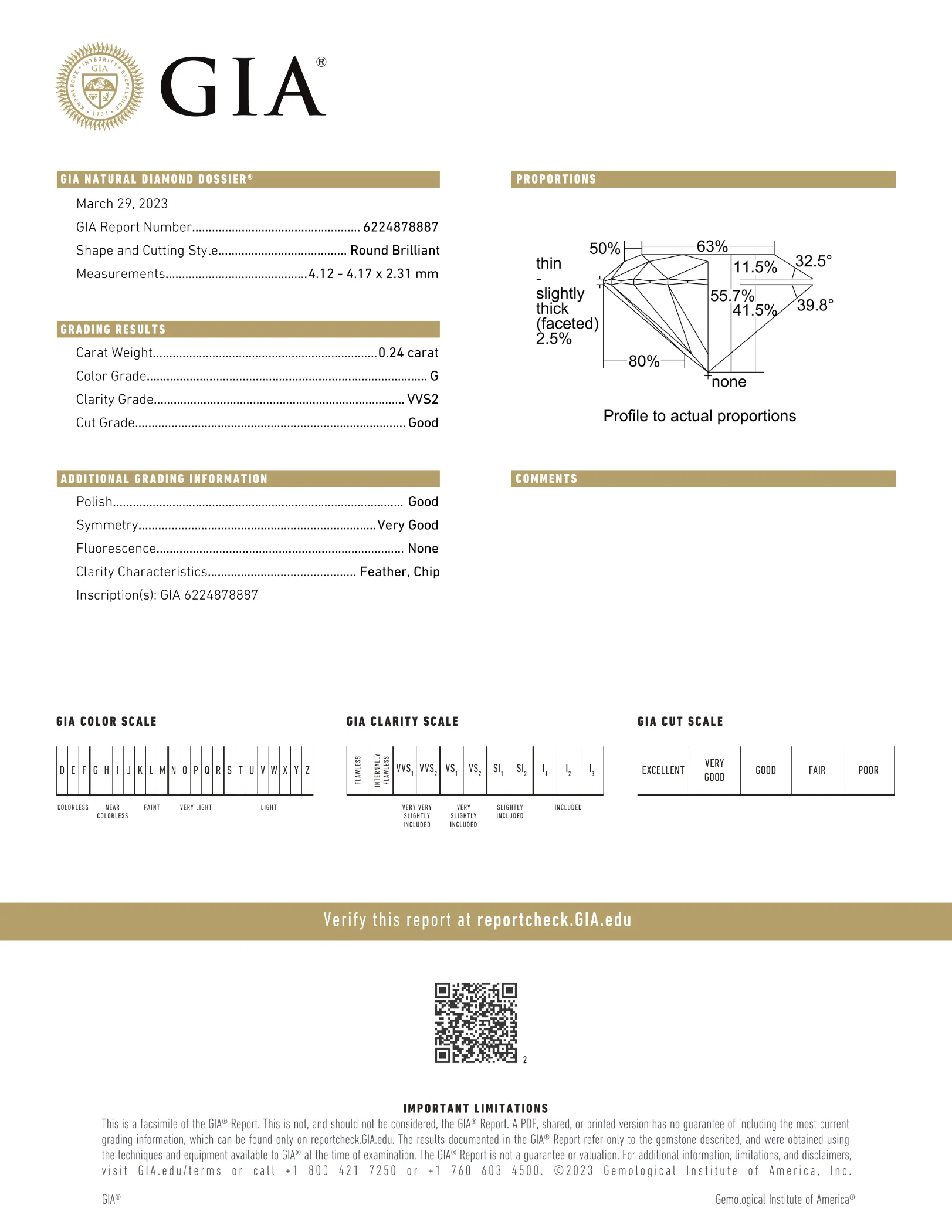 GIA Certified 0.24 Ct Round cut G VVS2 Loose Diamond - Image 2