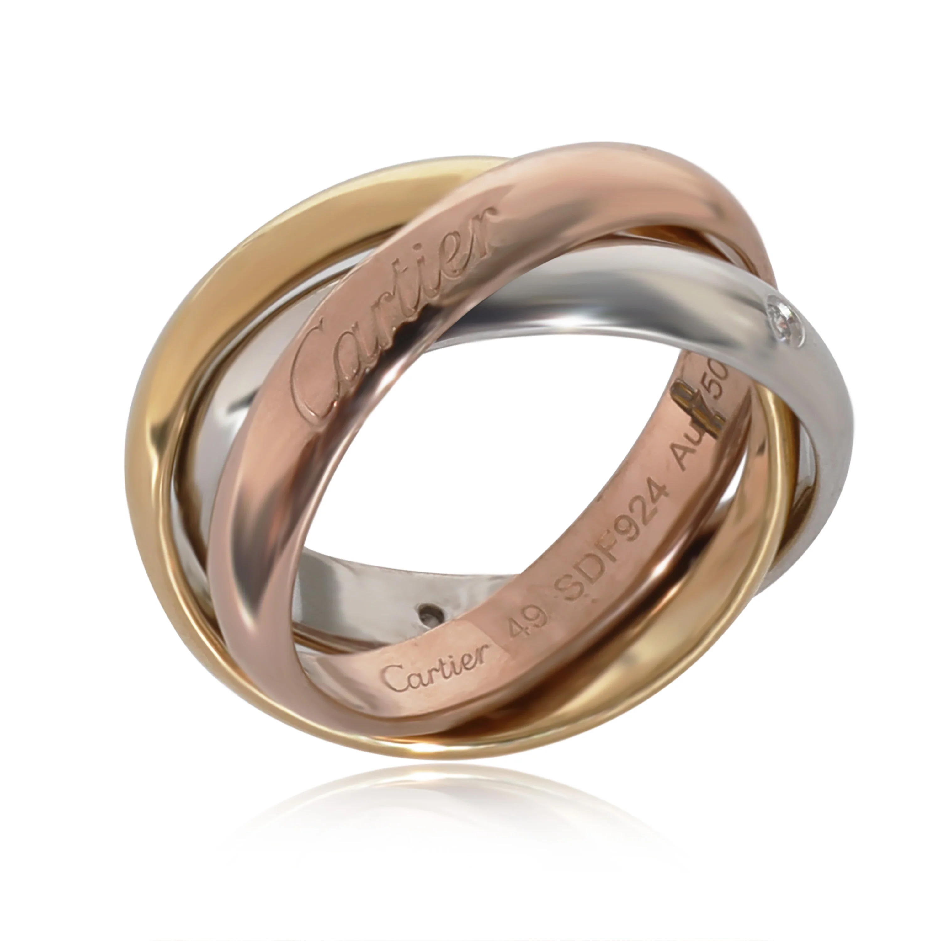 Cartier Trinity Ring in 18k 3 Tone Gold 0.04 CTW - Image 3