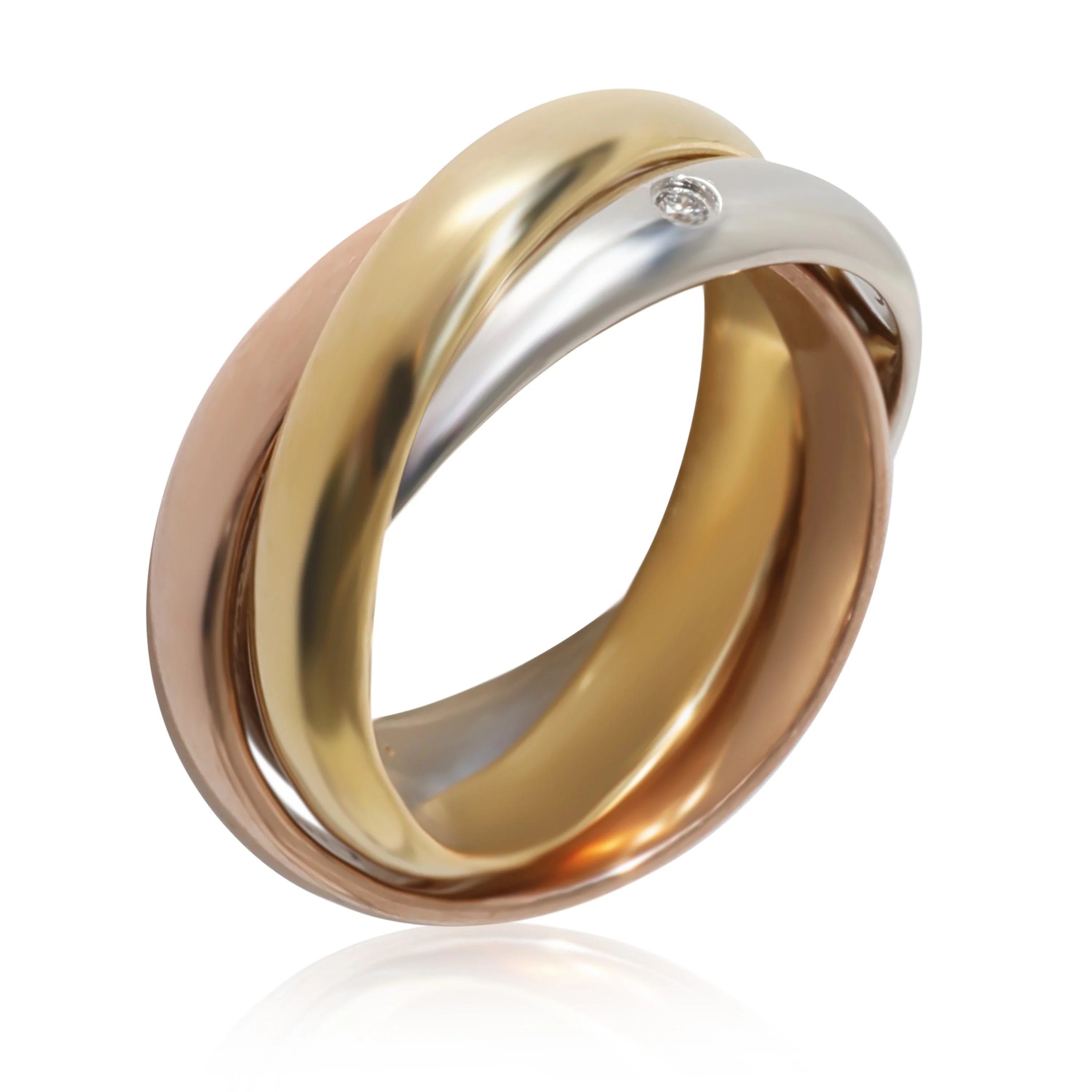Cartier Trinity Ring in 18k 3 Tone Gold 0.04 CTW - Image 4