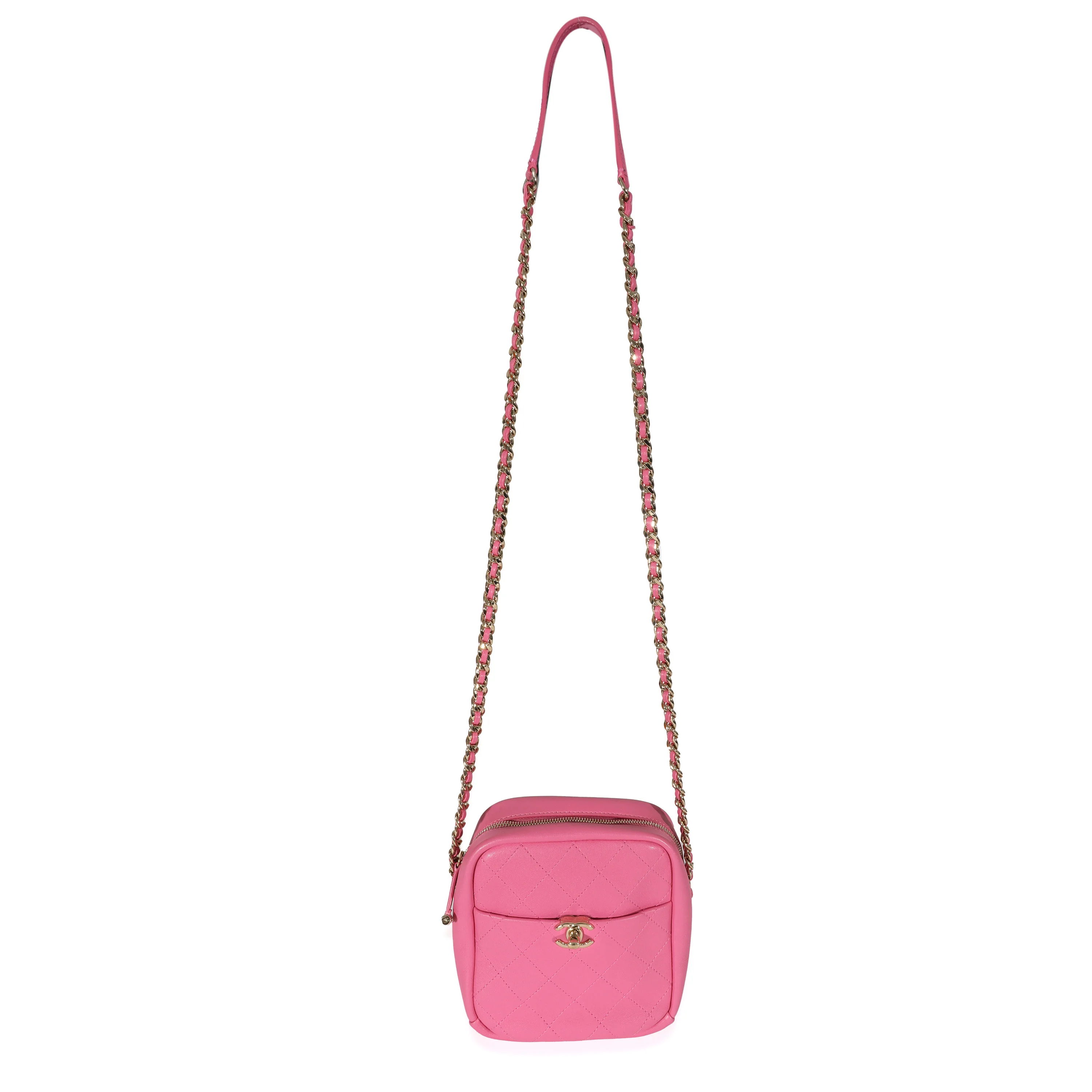 Chanel Pink Goatskin Casual Trip North South Camera Case - Image 4