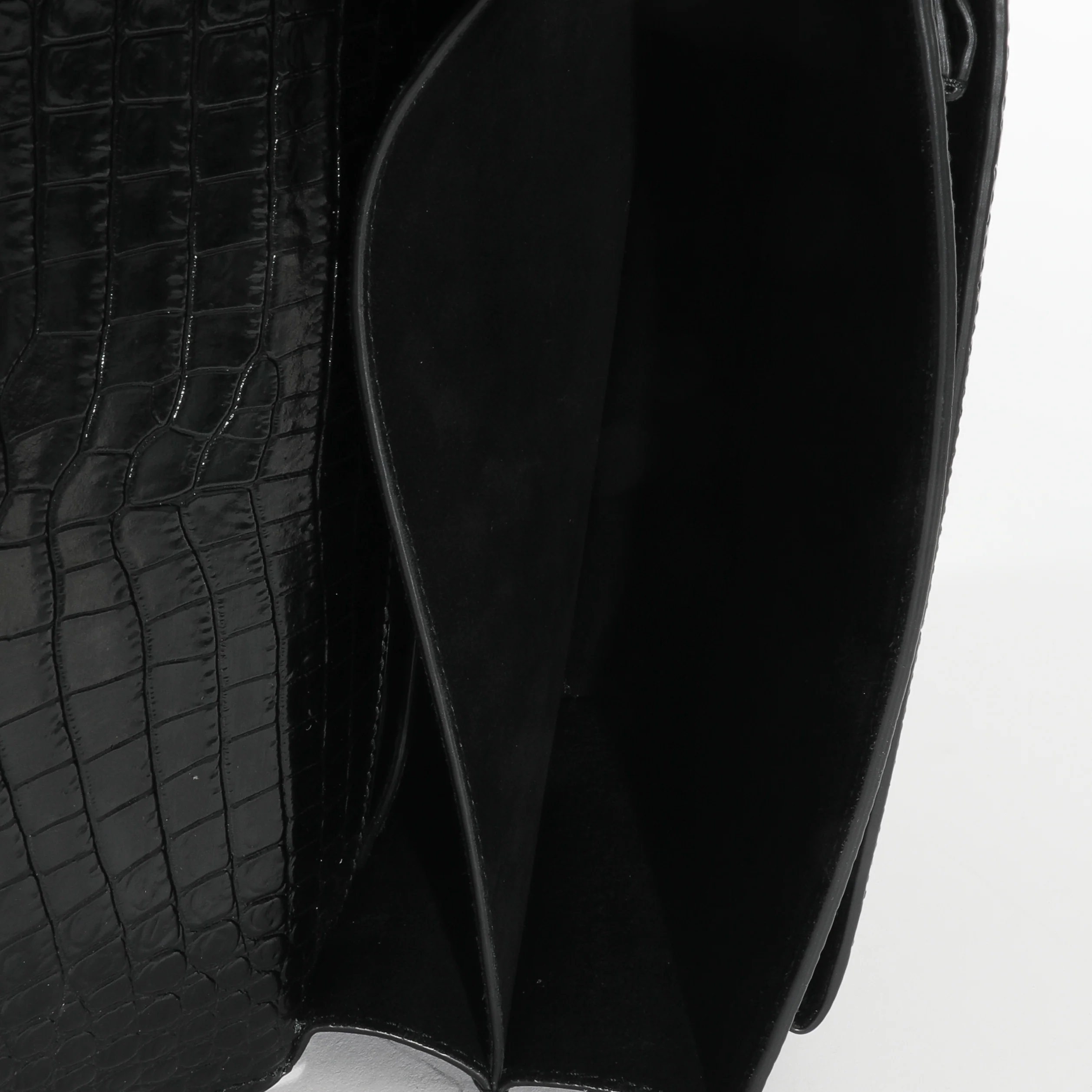 Saint Laurent Black Croc Embossed Medium Sunset Bag - Image 8