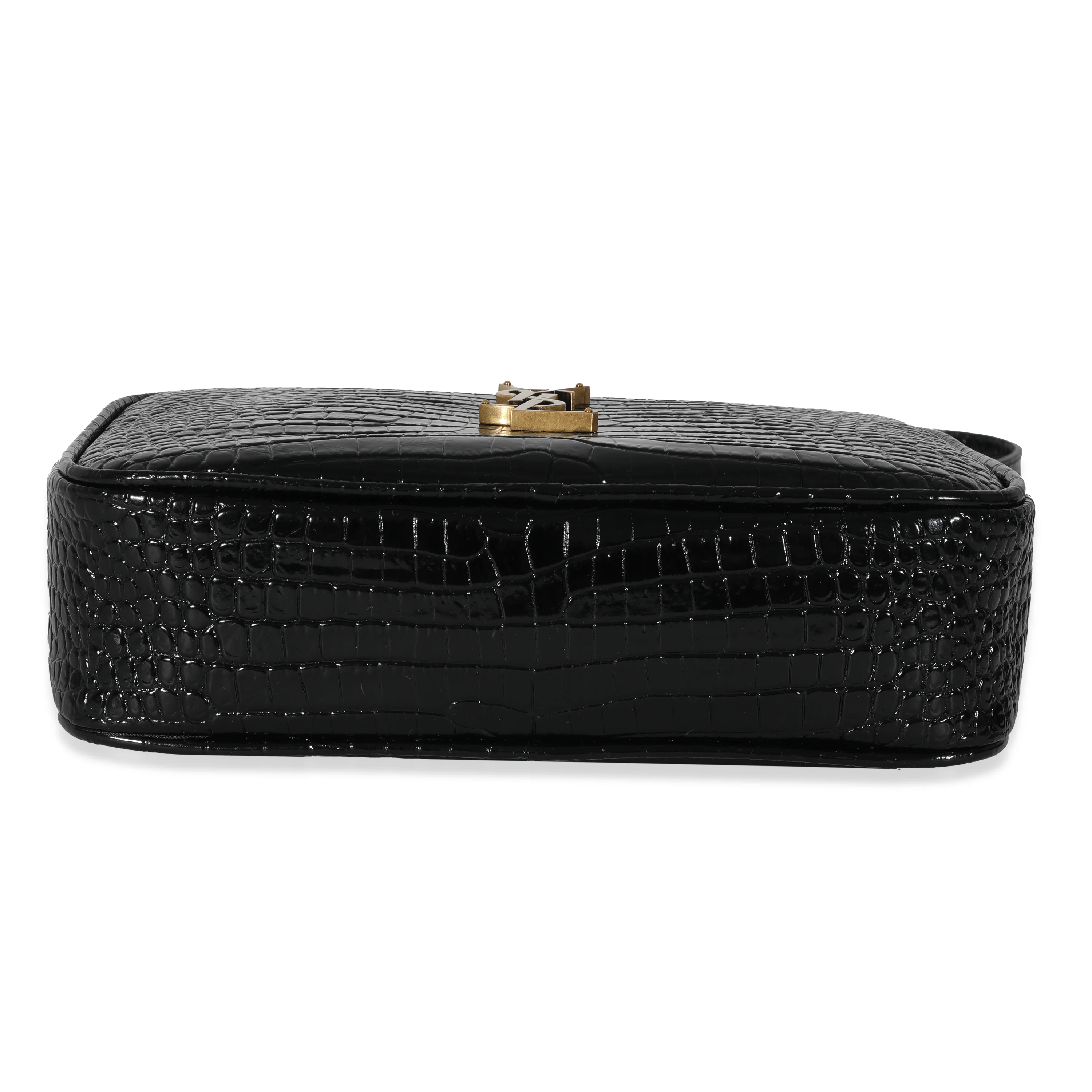 Saint Laurent Black Croc Embossed Lou Camera Bag - Image 5