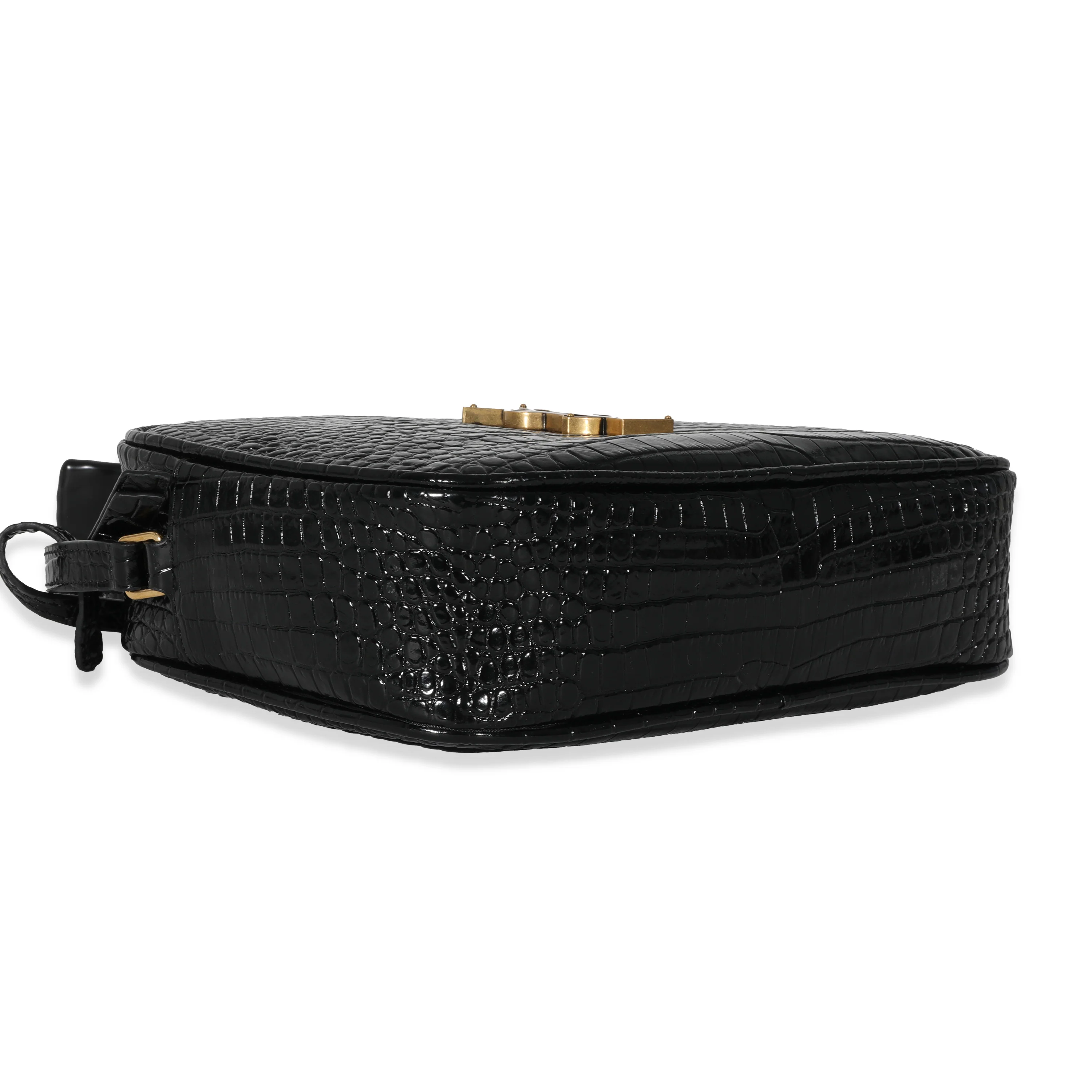 Saint Laurent Black Croc Embossed Lou Camera Bag - Image 6