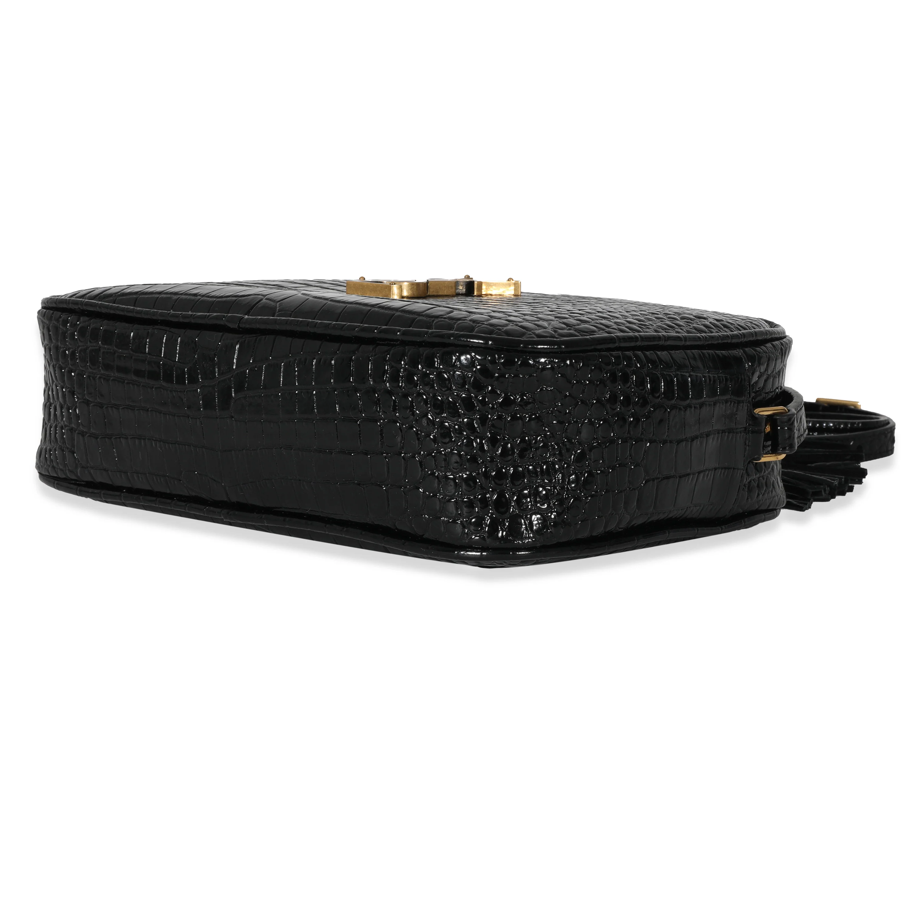 Saint Laurent Black Croc Embossed Lou Camera Bag - Image 7
