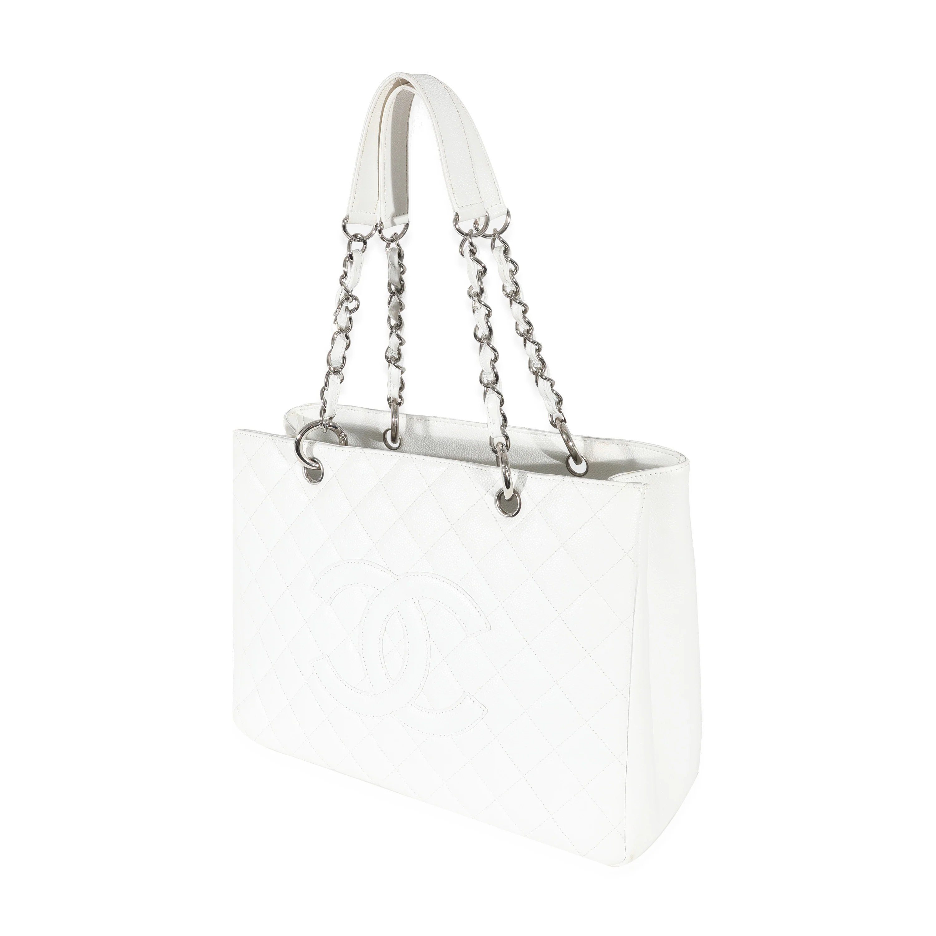 Chanel White Caviar Grand Shopping Tote - Image 2