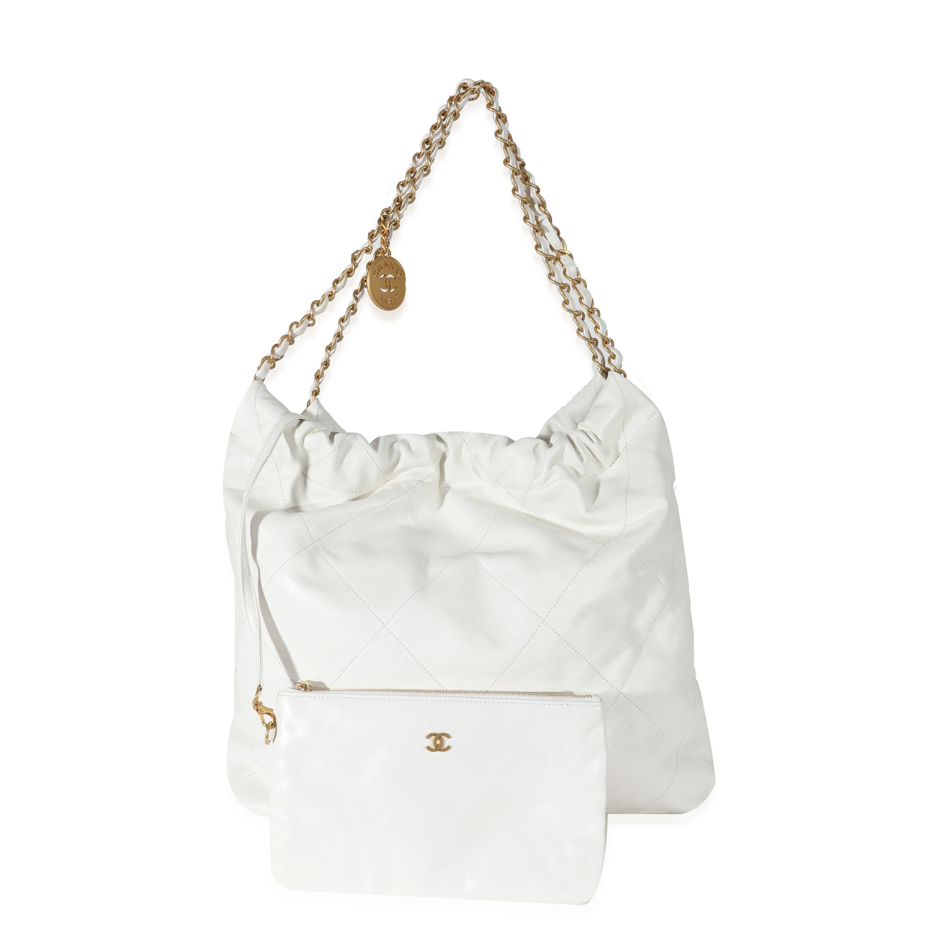 Chanel White Calfskin Chanel 22 Bag - Image 3