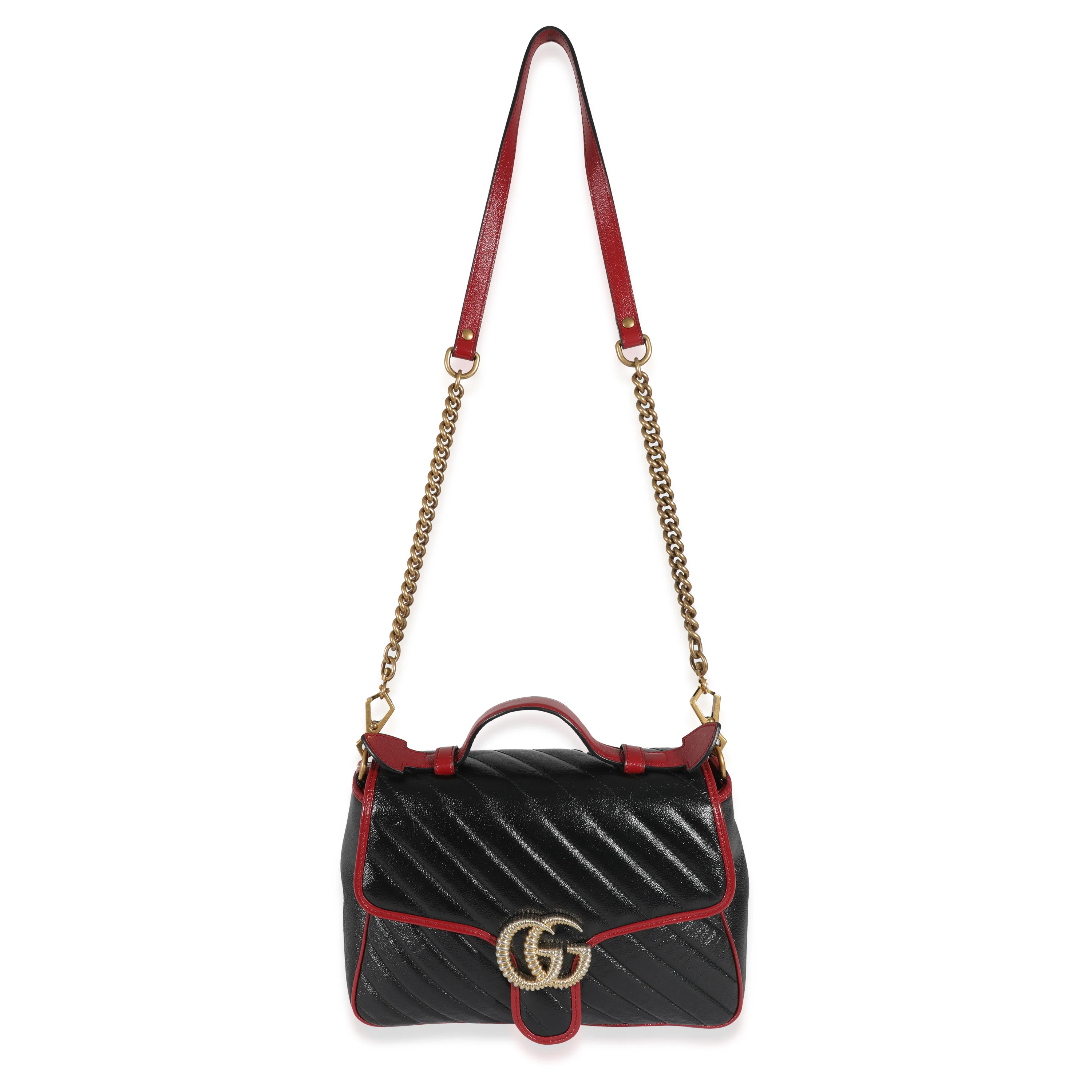Black Quilted Leather GG Marmont Small Torchon Top Handle - Image 4