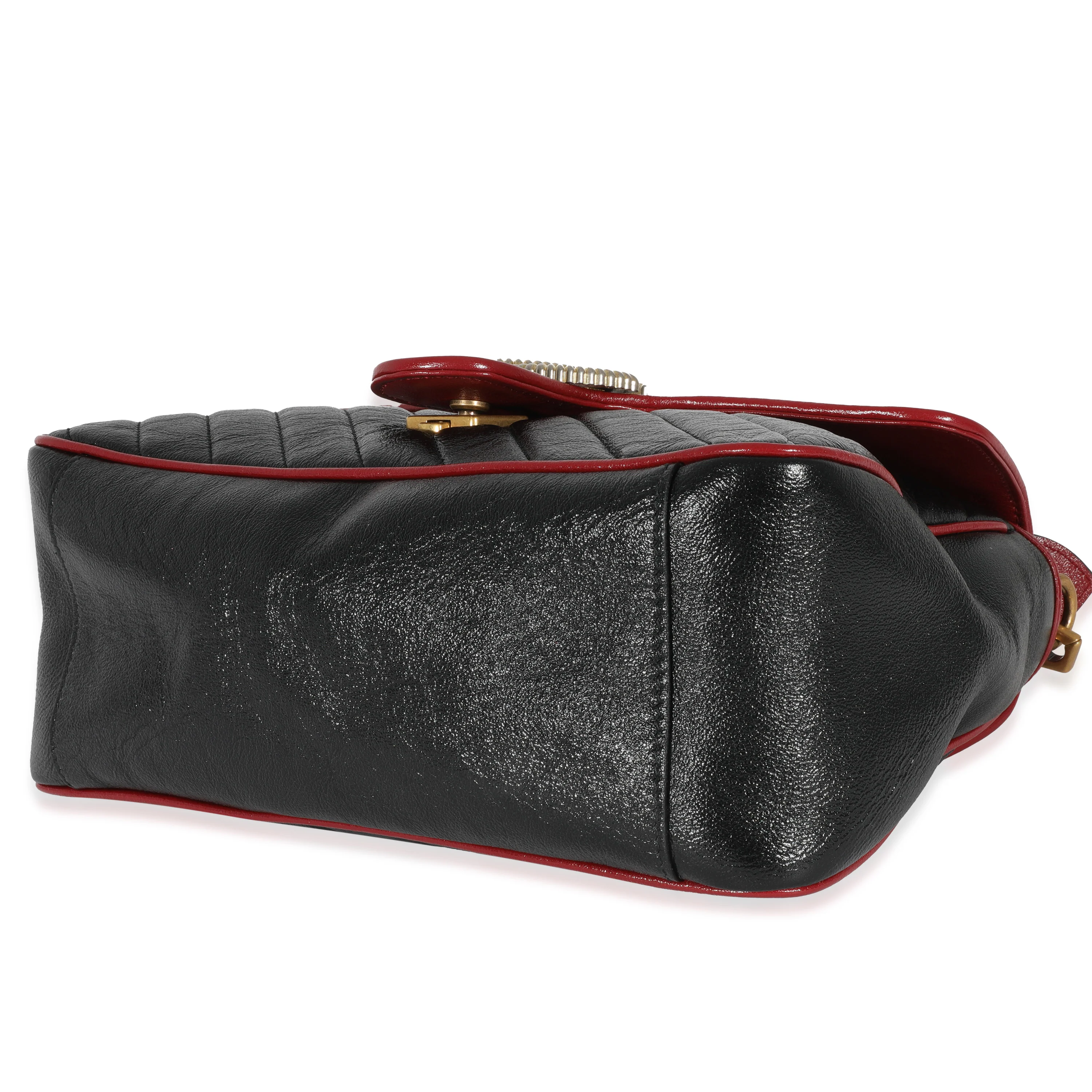 Black Quilted Leather GG Marmont Small Torchon Top Handle - Image 7