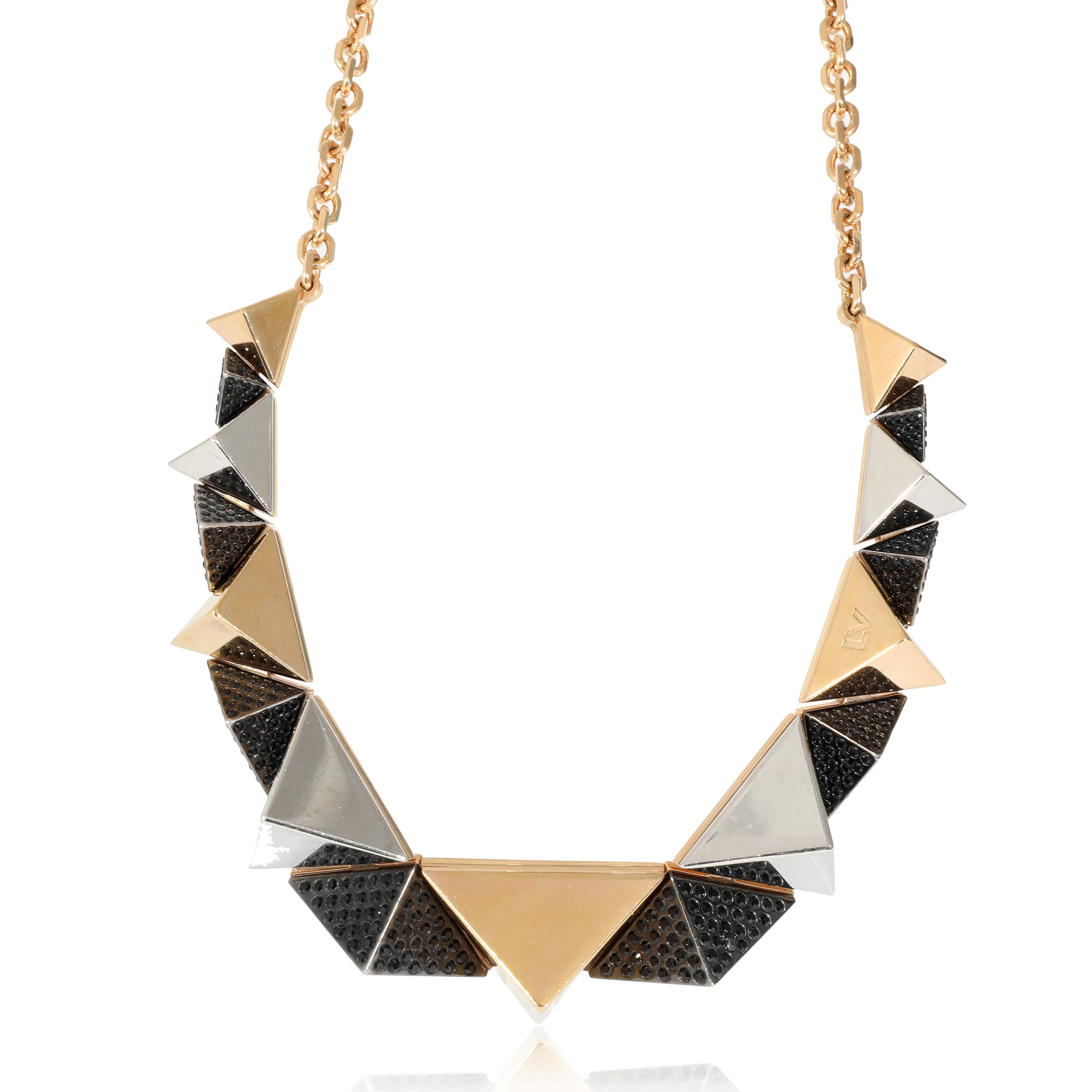 Gold Tone Pyramid Stud Necklace