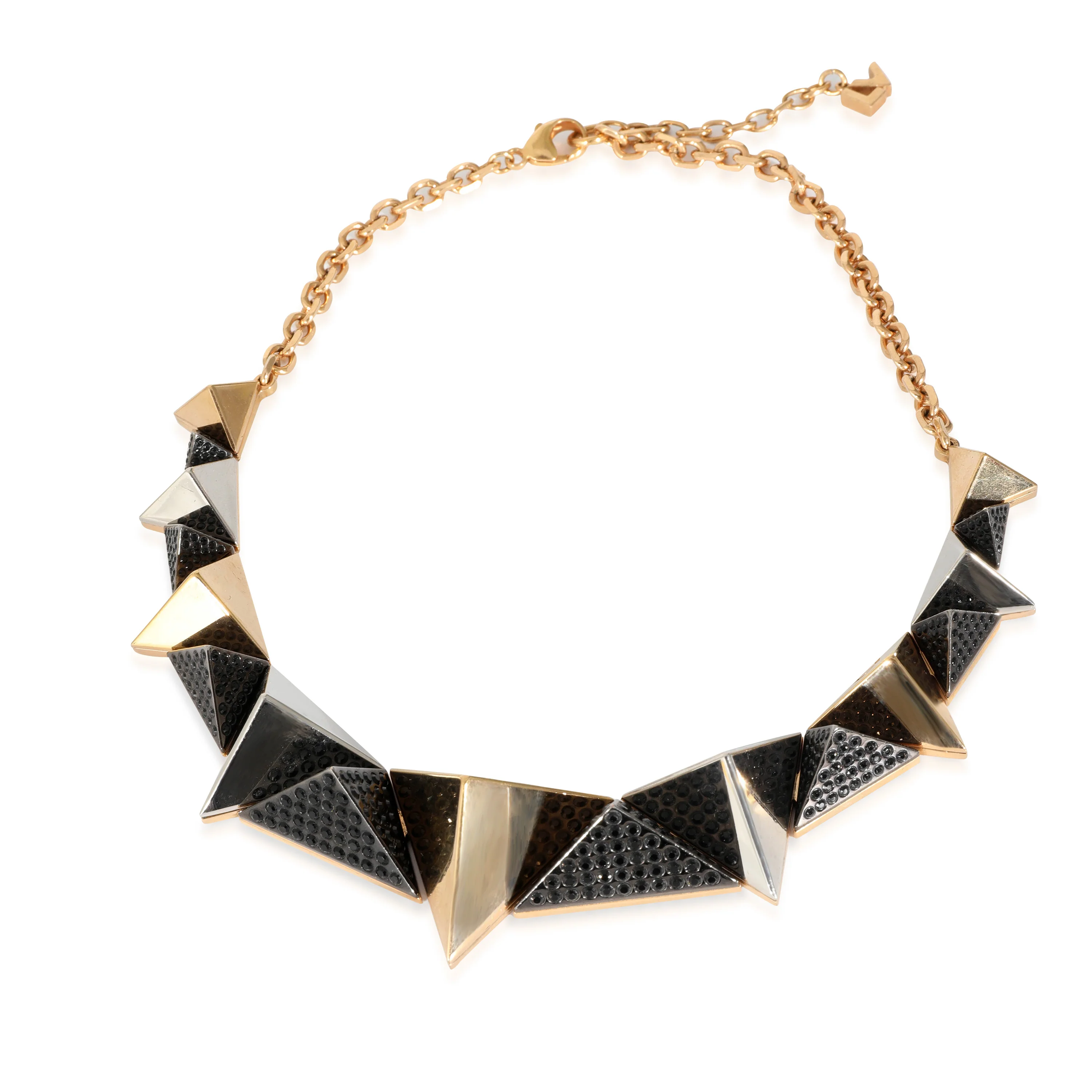 Gold Tone Pyramid Stud Necklace - Image 2