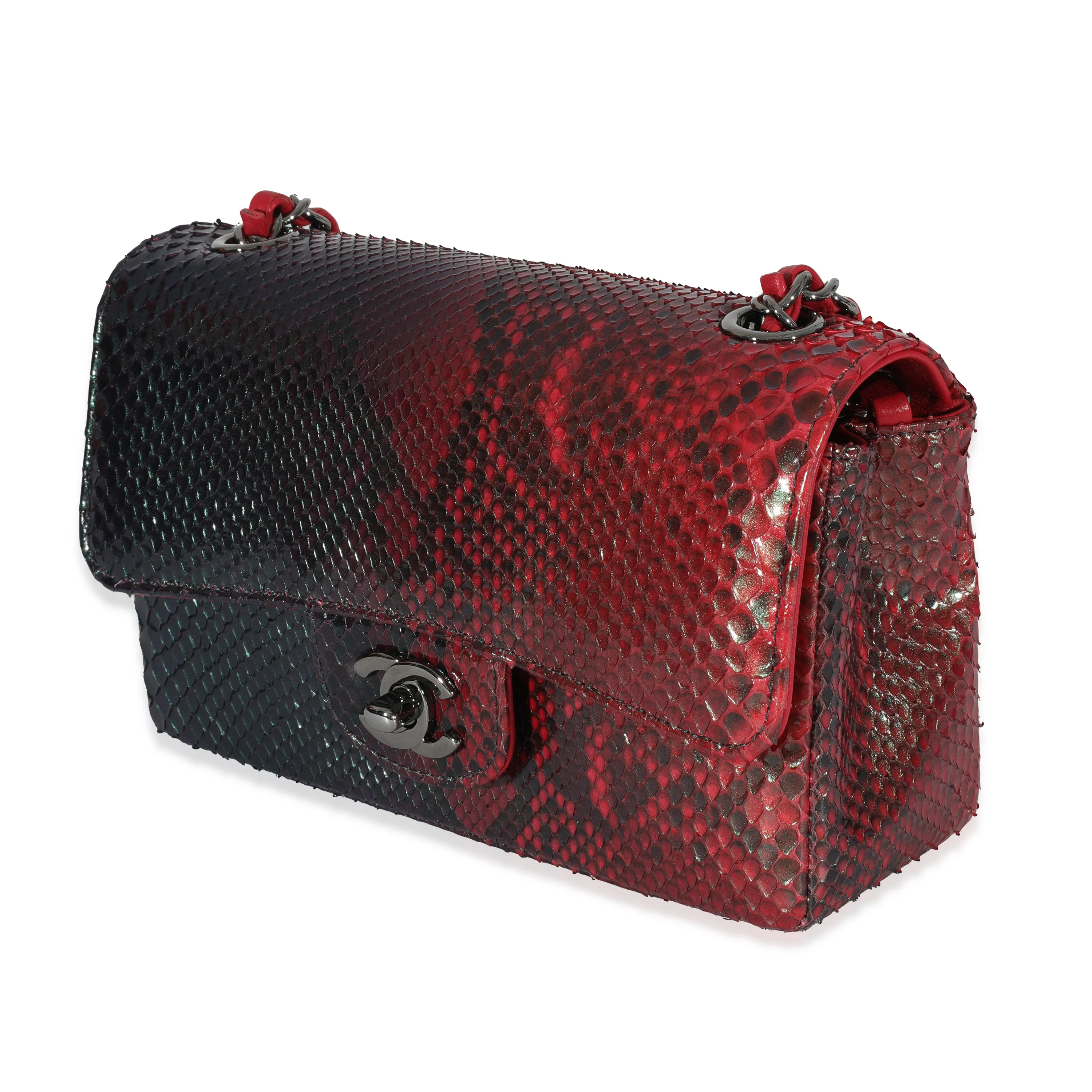 Chanel 18K Red Black Ombre Iridescent Python Mini Flap Bag RHW - Image 2