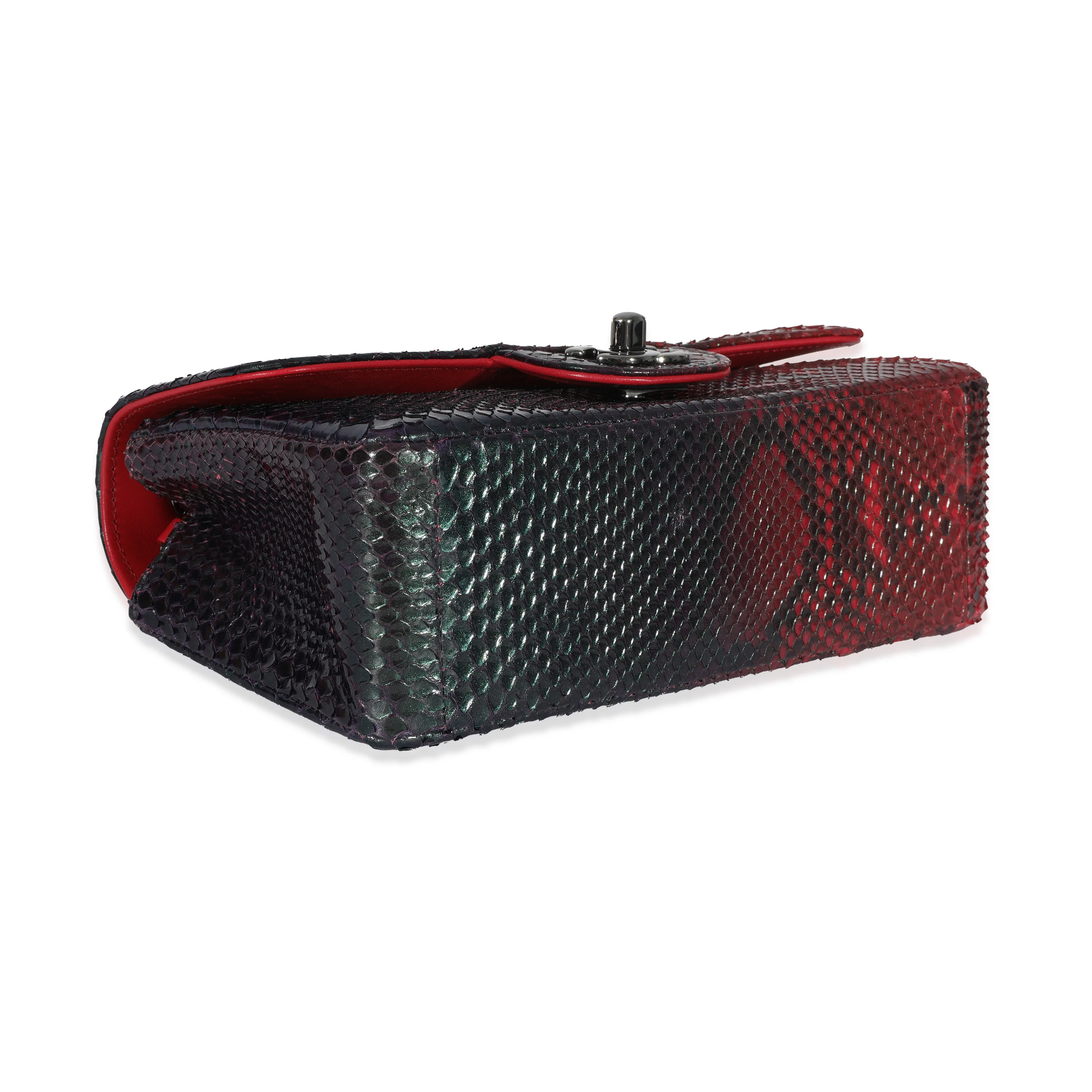 Chanel 18K Red Black Ombre Iridescent Python Mini Flap Bag RHW - Image 6