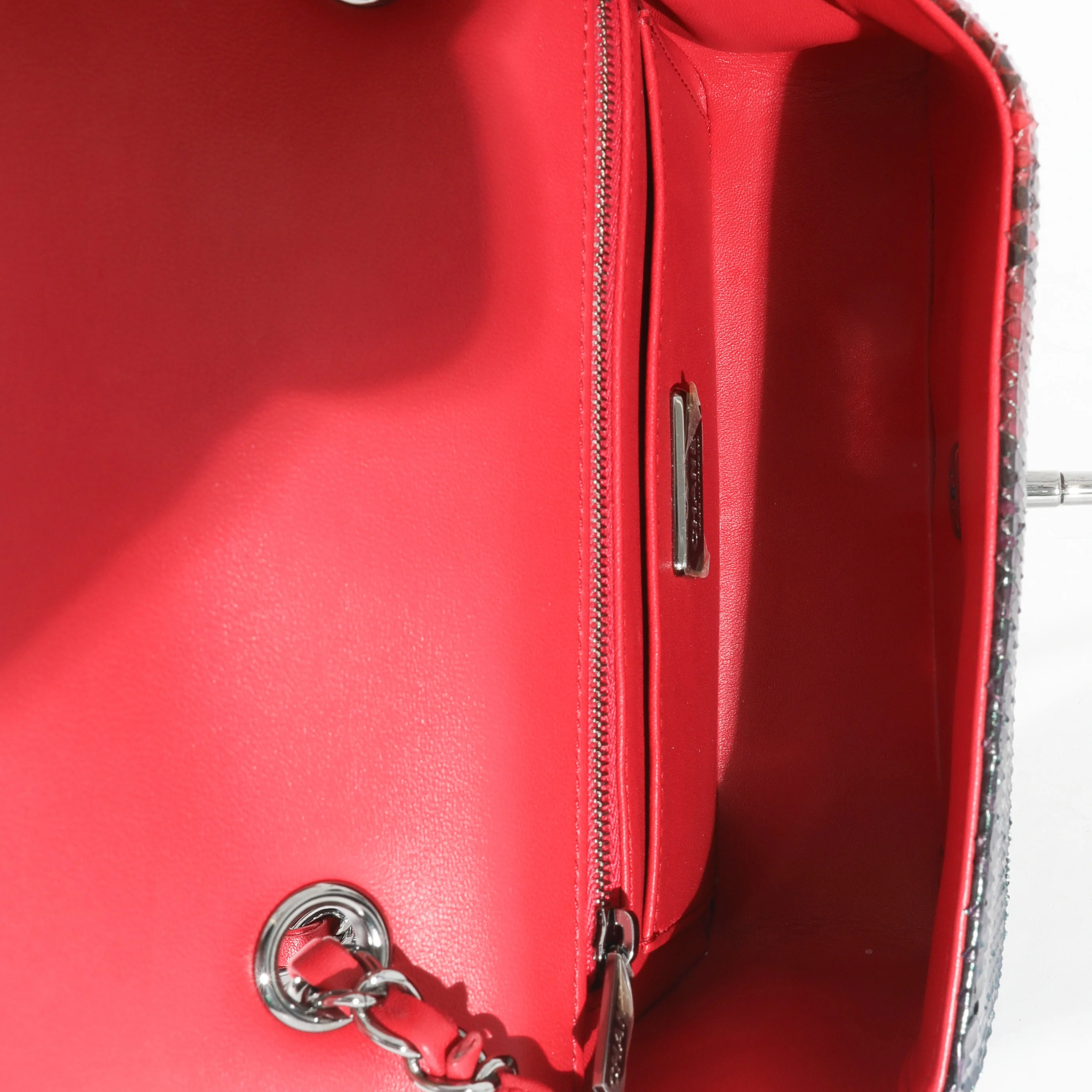 Chanel 18K Red Black Ombre Iridescent Python Mini Flap Bag RHW - Image 8