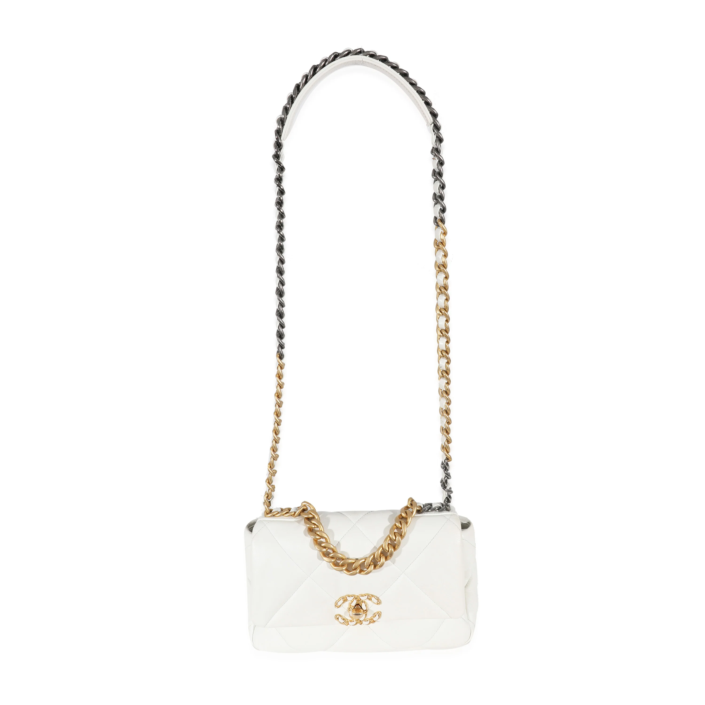 Chanel White Calfskin Chanel 19 Bag - Image 4