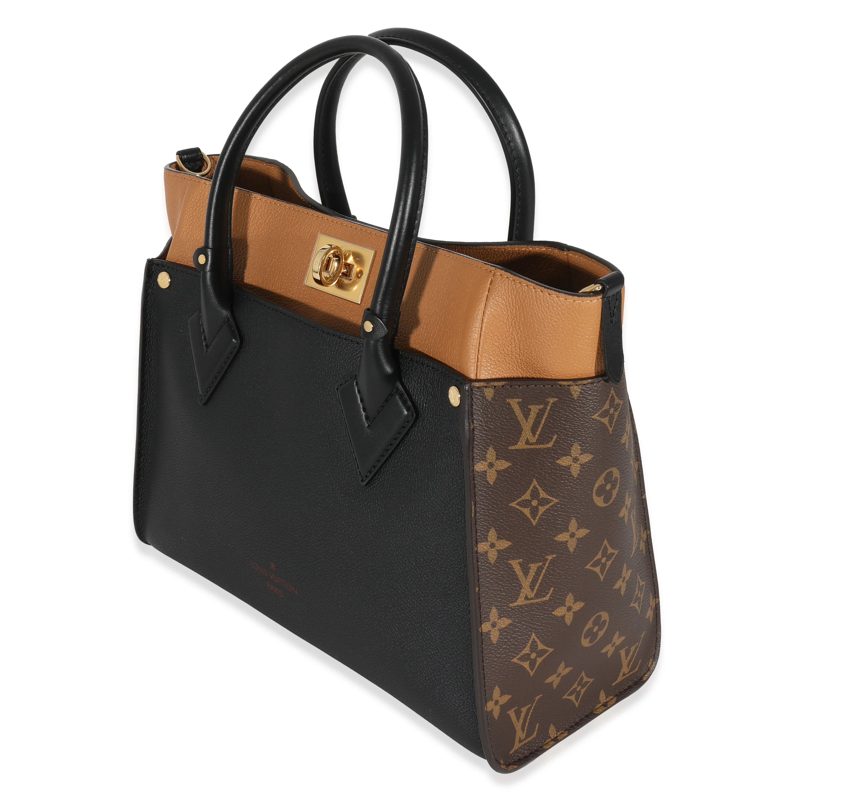Louis Vuitton Black & Tan Calfskin And Monogram Canvas On My Side MM - Image 2