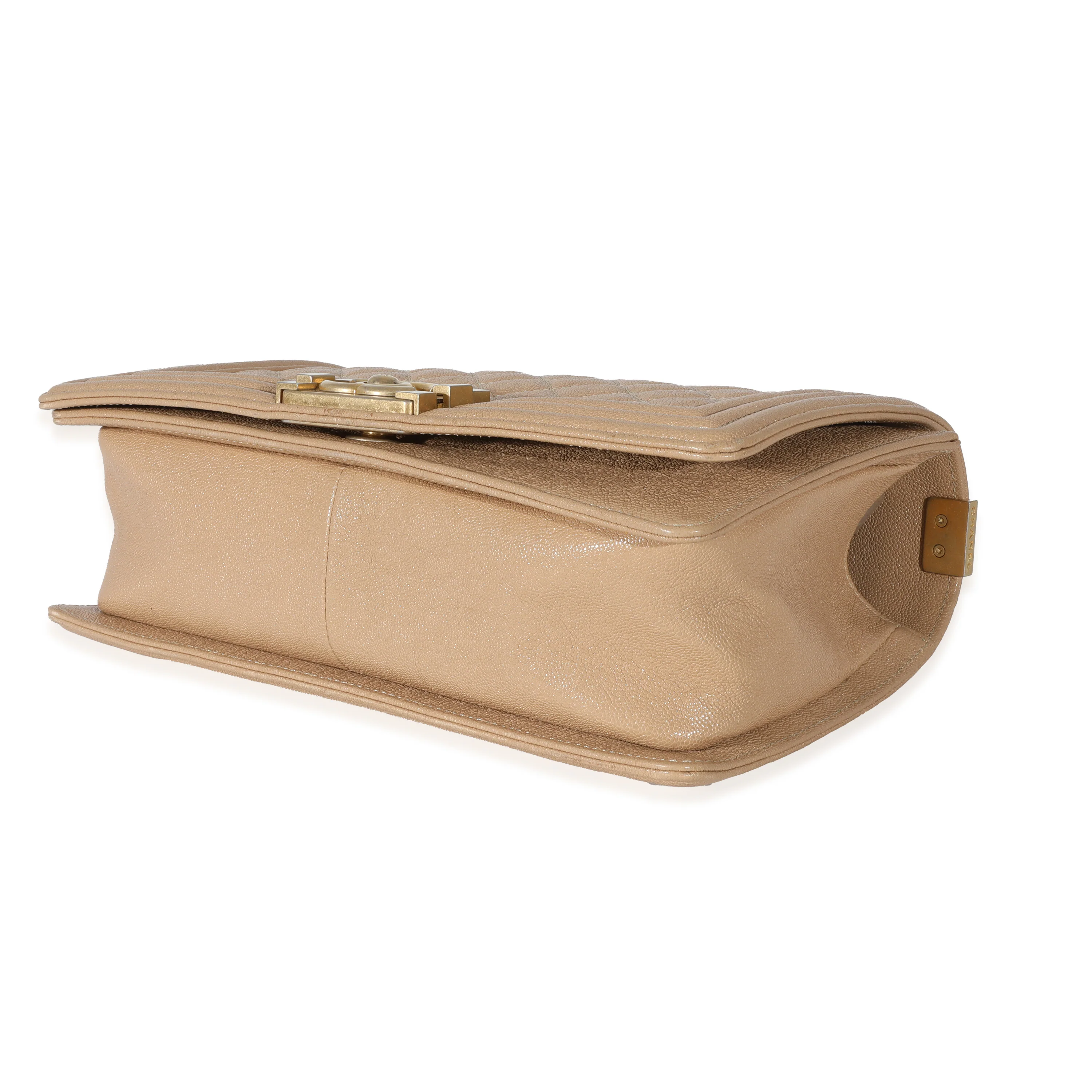 Chanel Beige Quilted Caviar Medium Boy Bag - Image 7