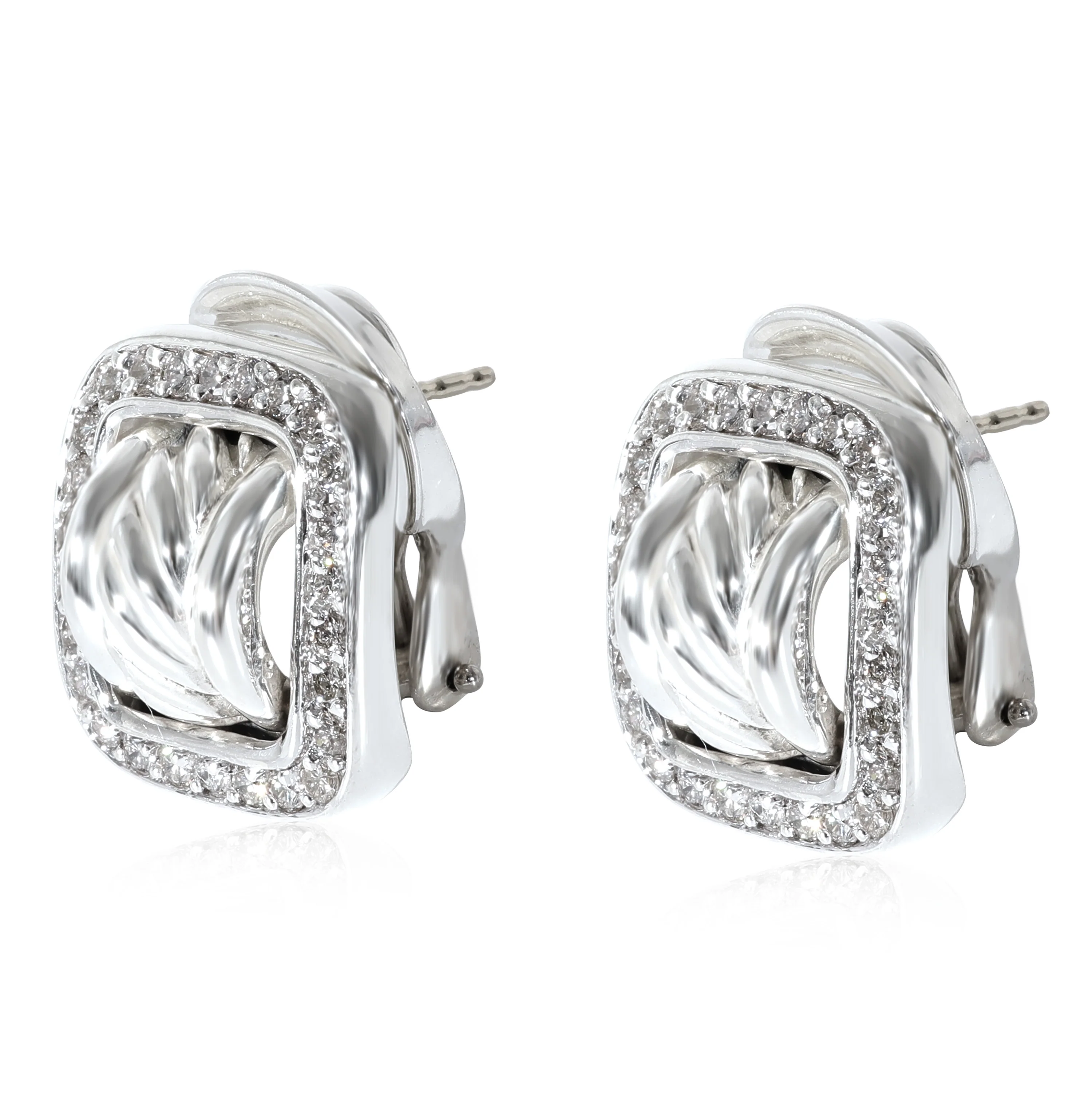David Yurman Cable Collection Earrings in  Sterling Silver 1.5 CTW - Image 2