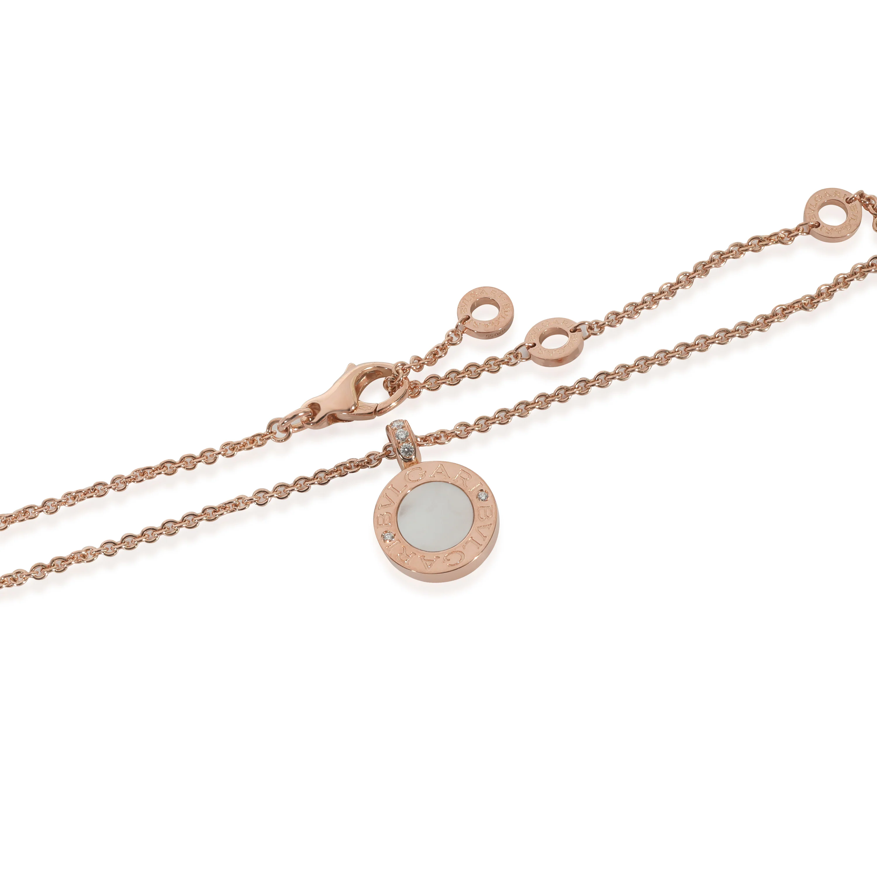 BVLGARI Bvlgari Bvlgari Mother of Pearl Pendant in 18k Rose Gold 0.06 CTW - Image 2