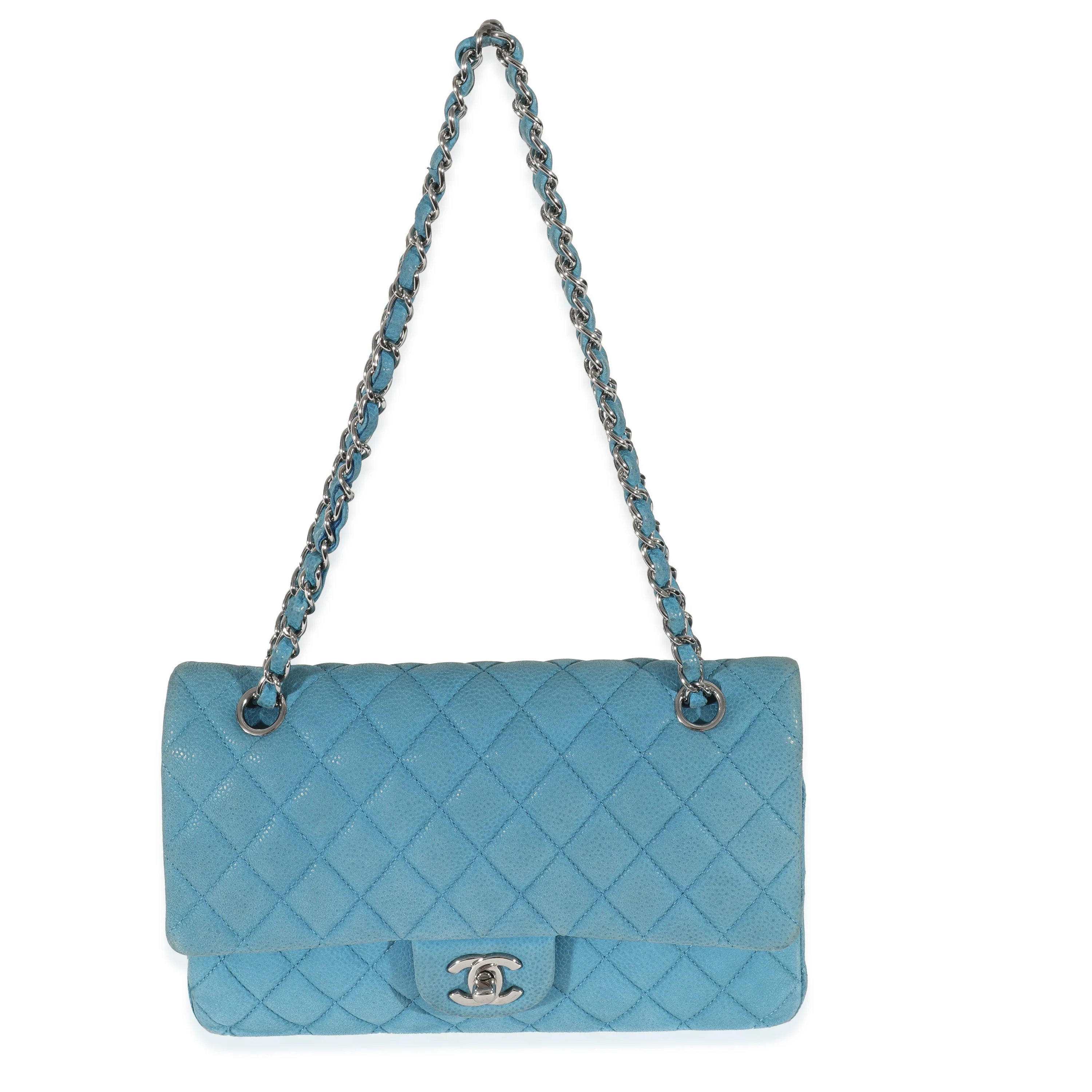 Chanel Blue Matte Caviar Medium Classic Double Flap Bag - Image 4