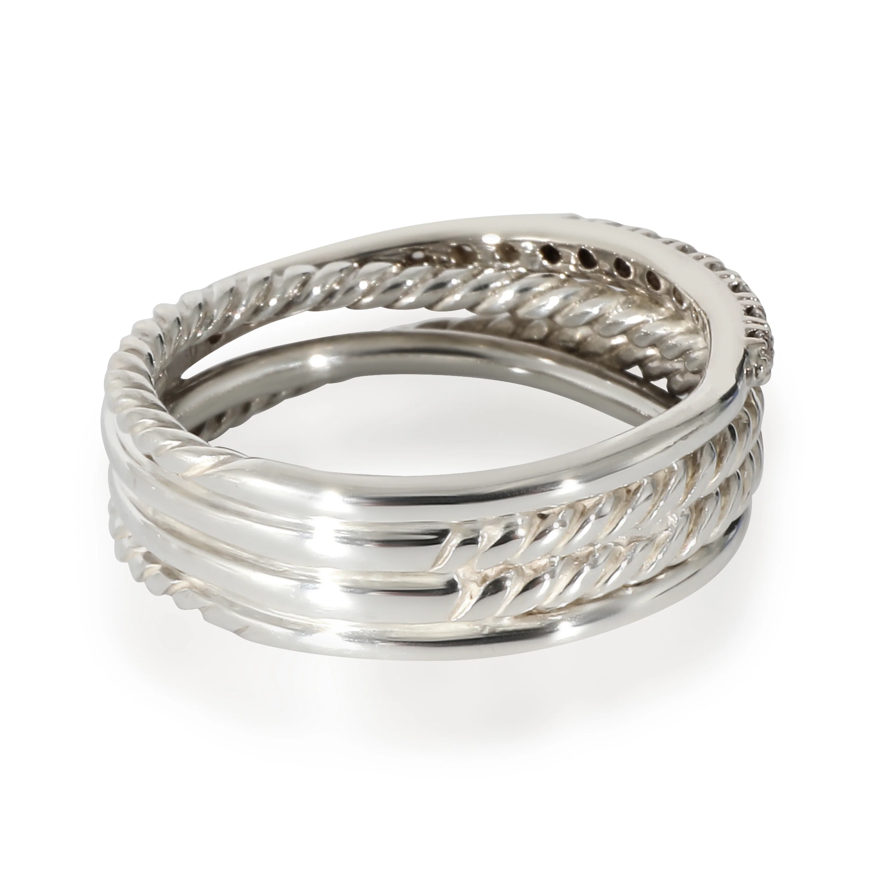 David Yurman Crossover Pave Diamond Ring in Sterling Silver 0.18 CTW - Image 3