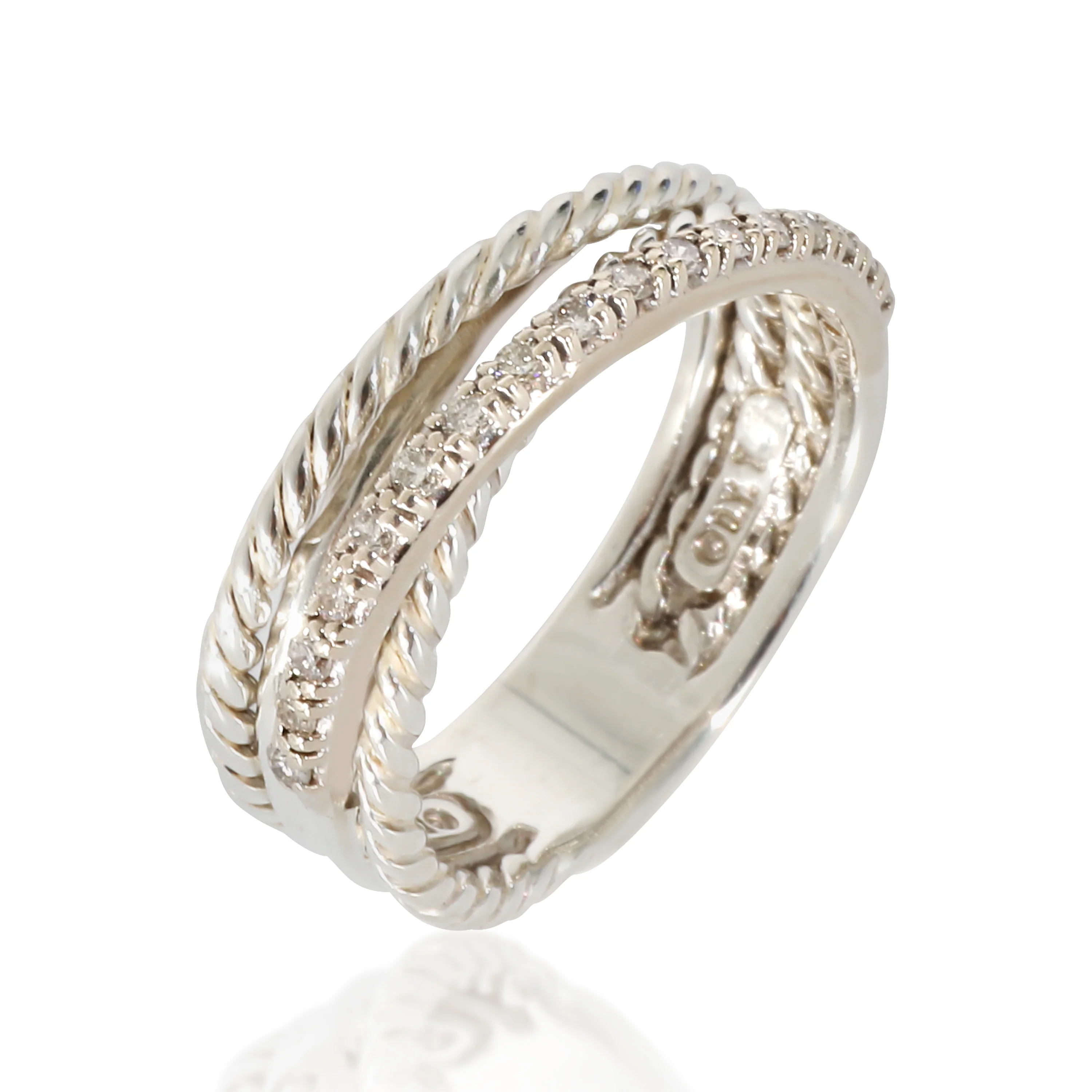 David Yurman Crossover Pave Diamond Ring in Sterling Silver 0.18 CTW - Image 4