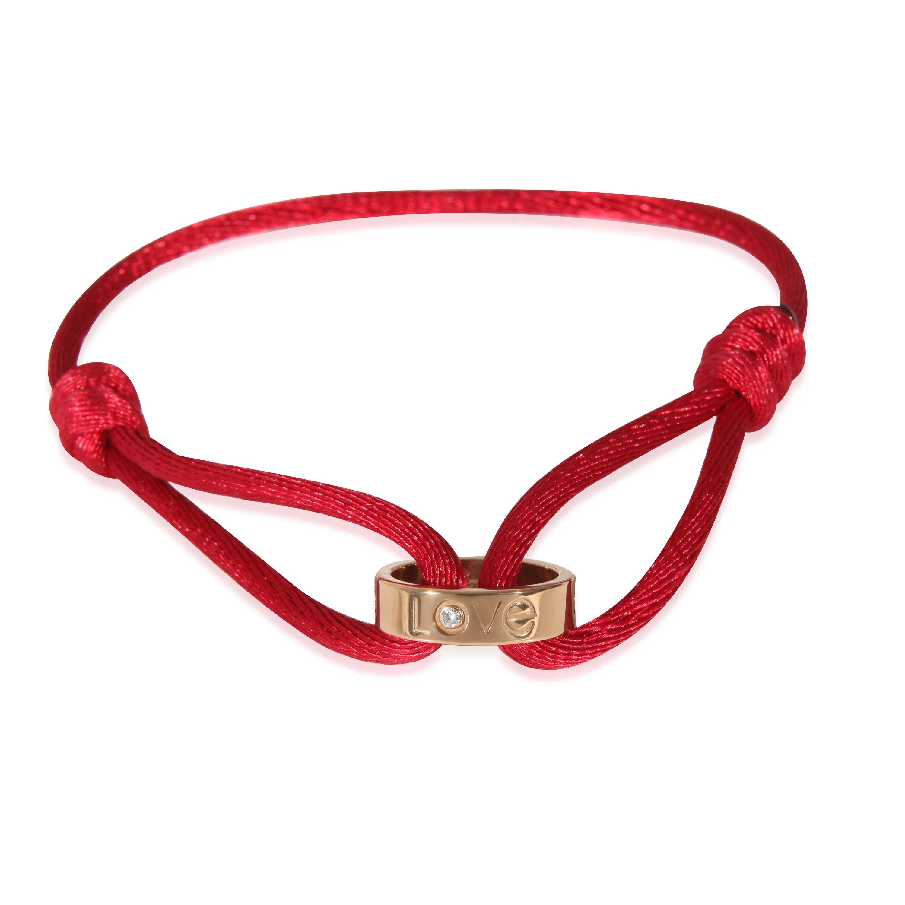 Cartier Love Diamond Bracelet with Silk Cord in 18k Rose Gold 0.01 CTW