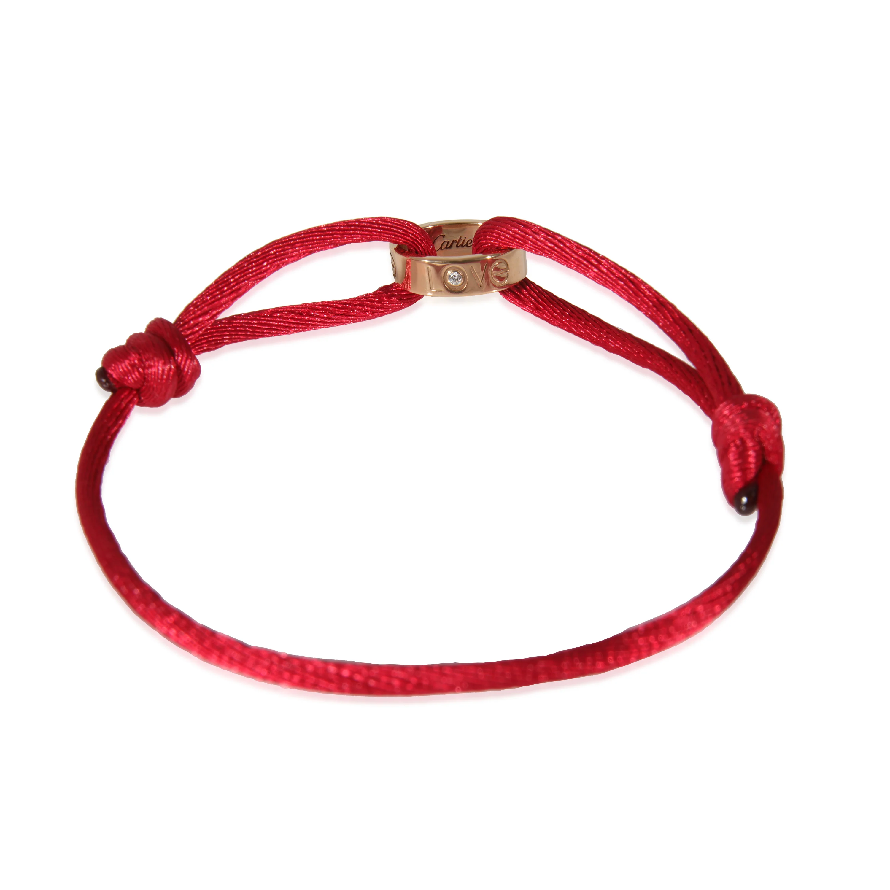 Cartier Love Diamond Bracelet with Silk Cord in 18k Rose Gold 0.01 CTW - Image 4