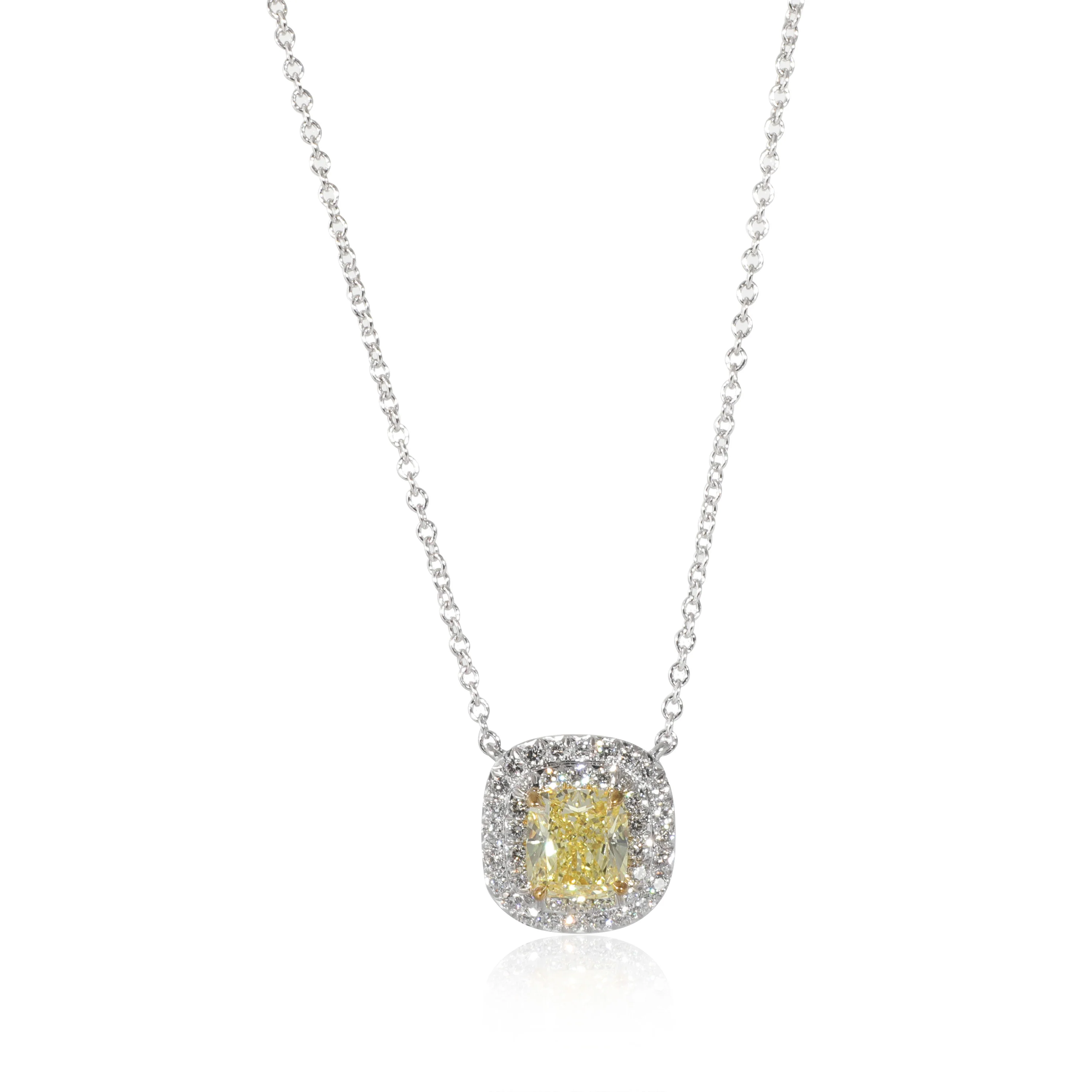 Tiffany & Co. Soleste Halo Fancy Intense Yellow Cushion Pendant IF 1 1/4 Ctw