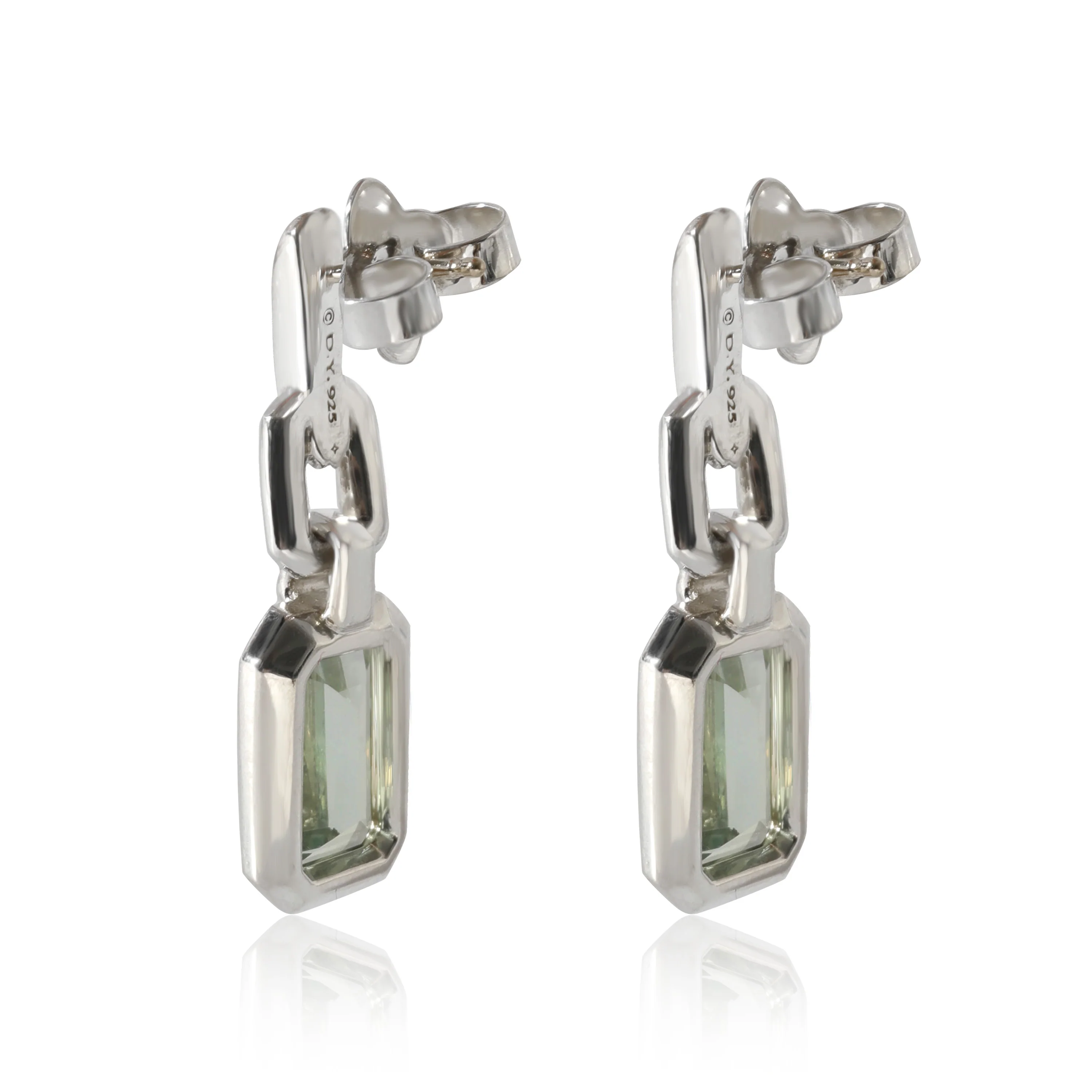 David Yurman Stax Prasiolite Diamond Earrings in Sterling Silver 0.46 CTW - Image 3