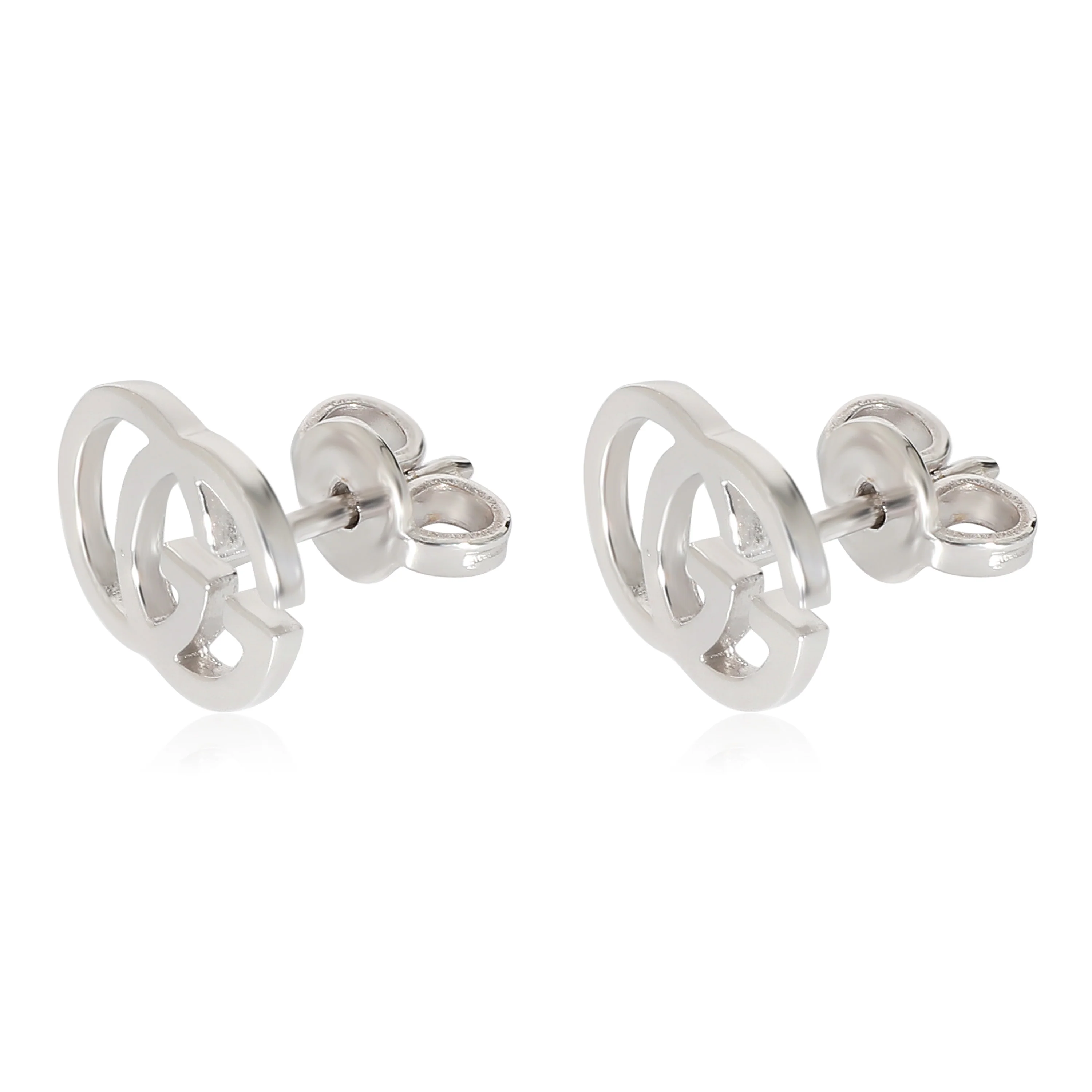 Gucci Running GG Stud Earrings in 18K White Gold - Image 2