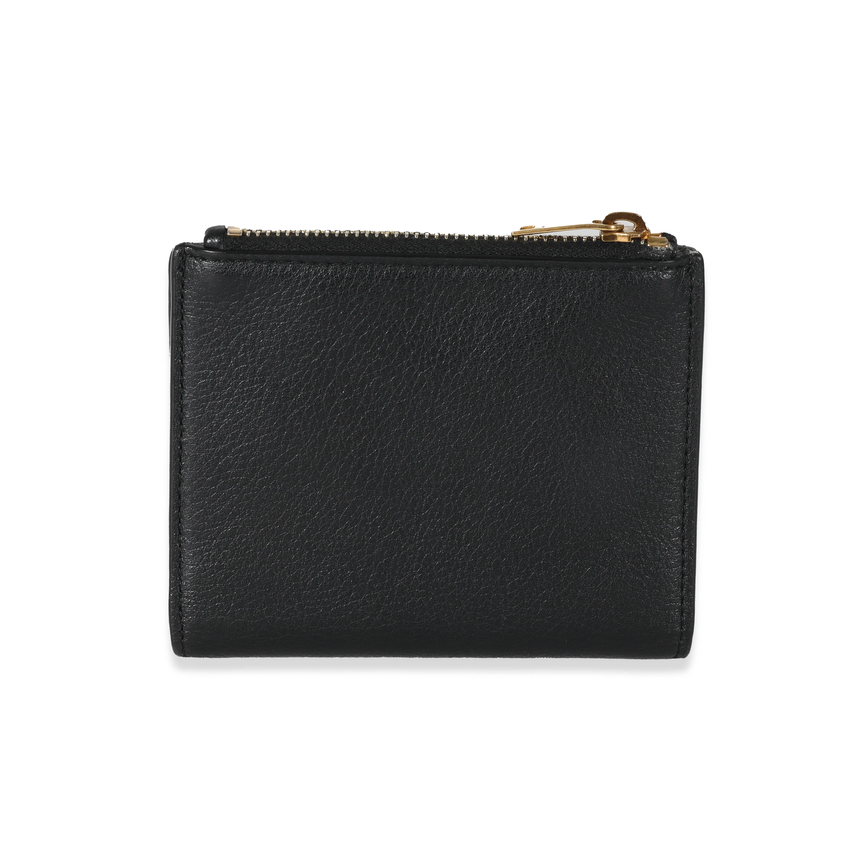 Saint Laurent Black Leather Tiny Cassandre Bifold Wallet - Image 3