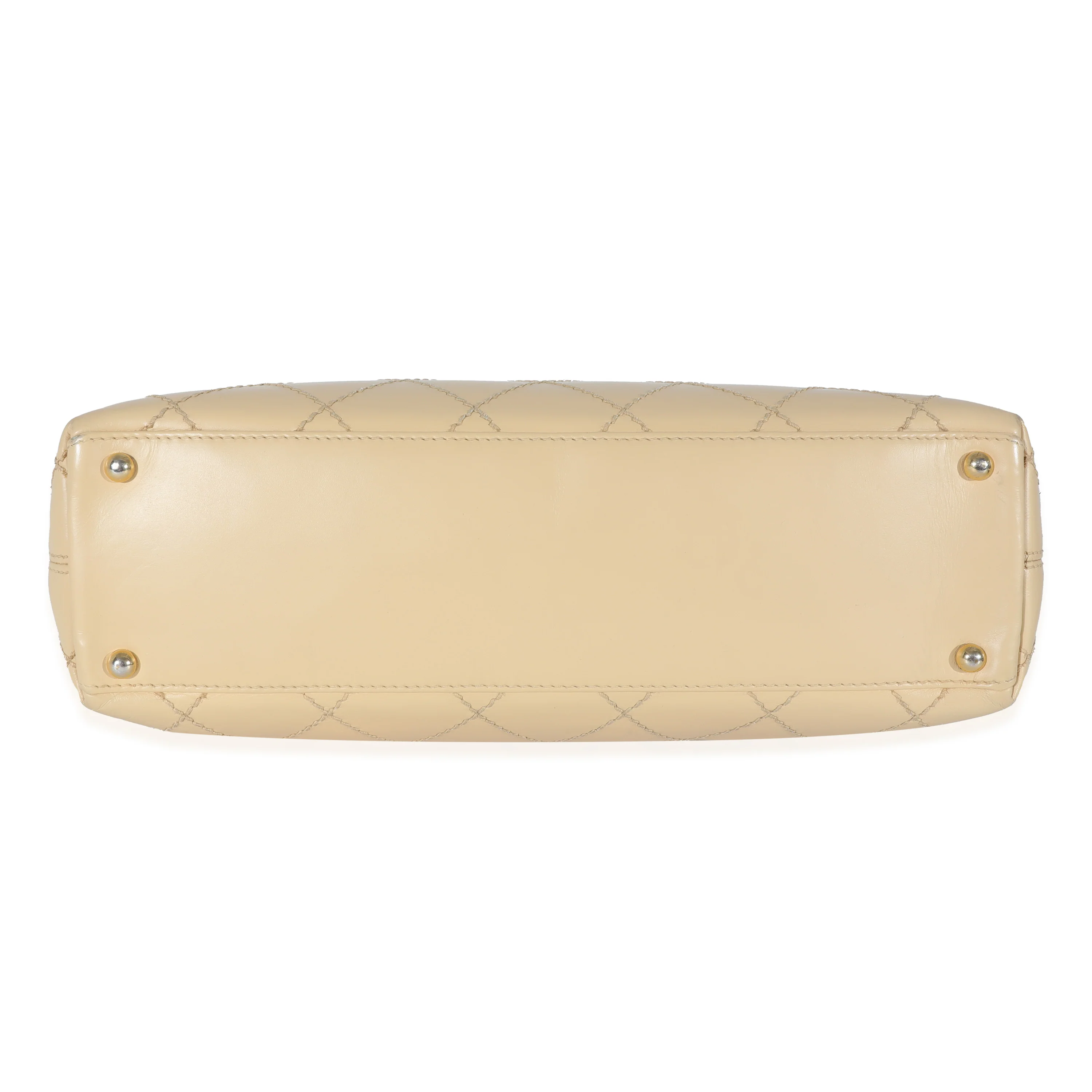 Chanel Vintage Beige Lambskin Whipstitch Quilted Tote - Image 5