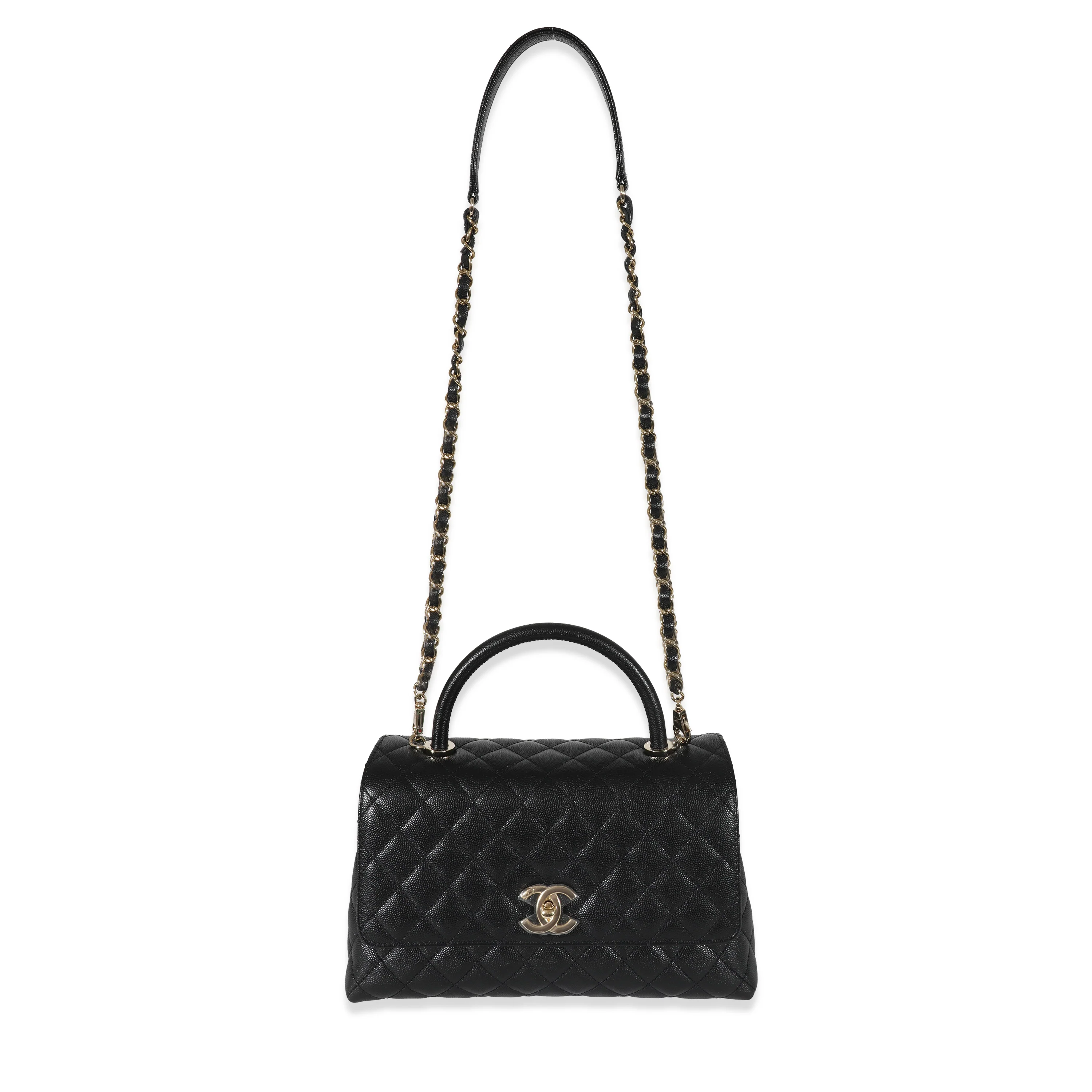 Chanel Black Quilted Caviar Medium Coco Top Handle Flap Bag - Image 4